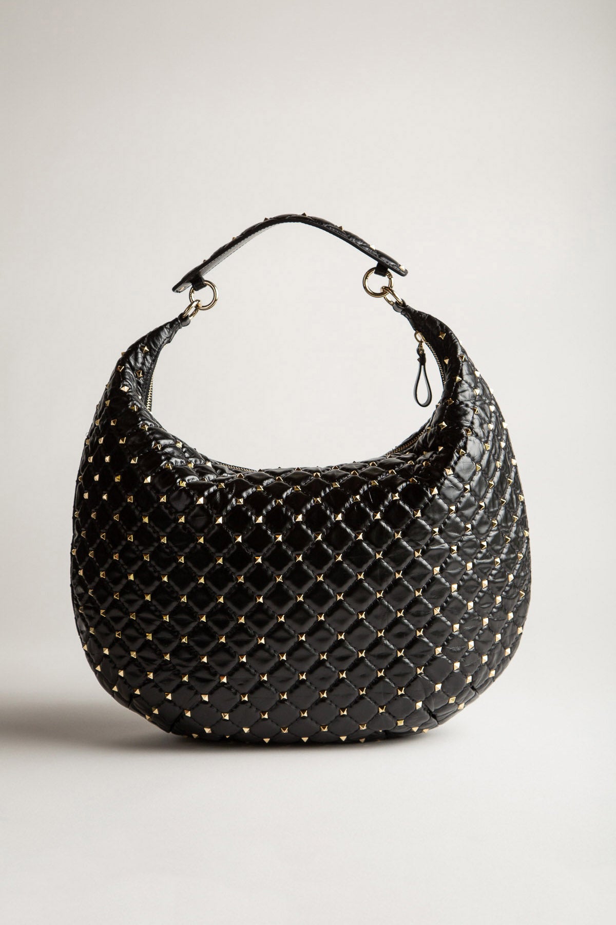 Valentino Garavani Womens Metallic Woven Leather Satchel Silver Large  Handbag