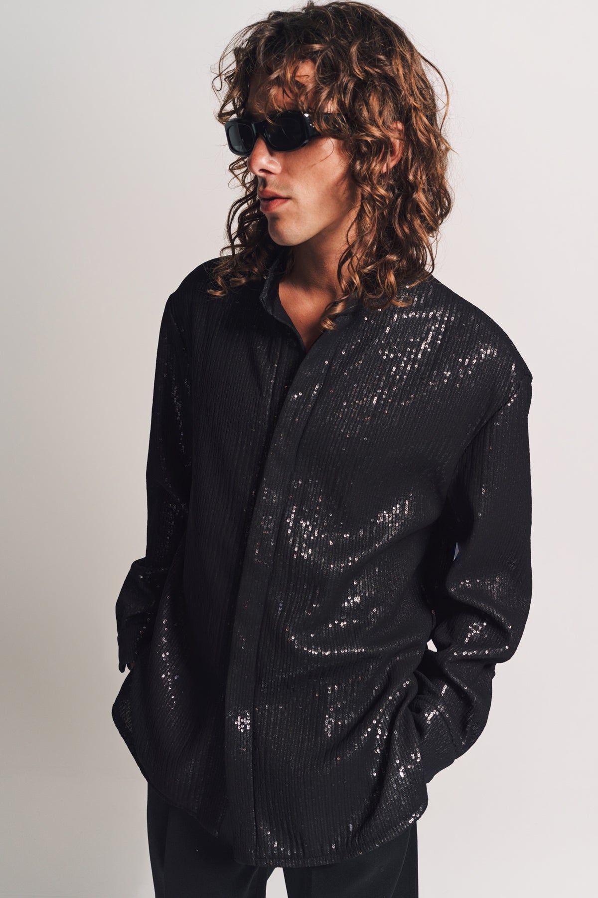 Long sleeve sequin shirt best sale