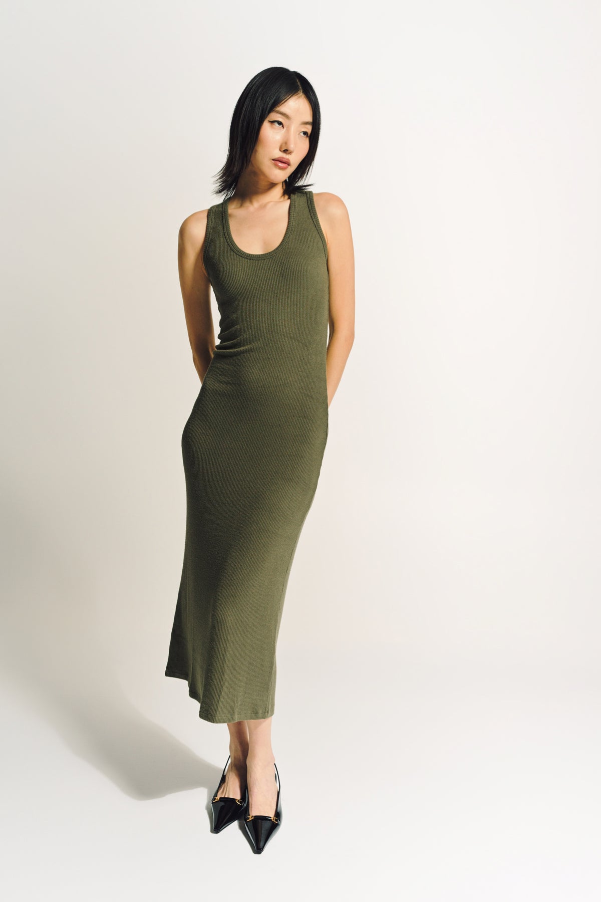 L’ Agence Roxanne scoop popular neck tank midi dress