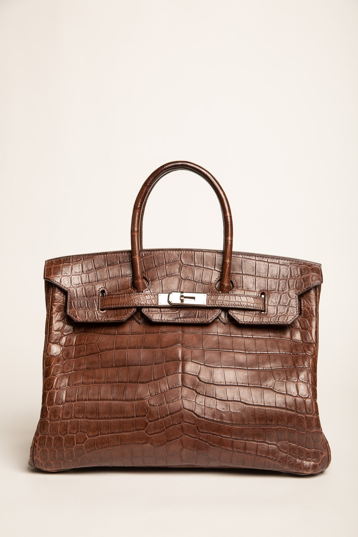 VIA LA MODA Cognac Genuine Nile Crocodile Leather Birkin 35 Style