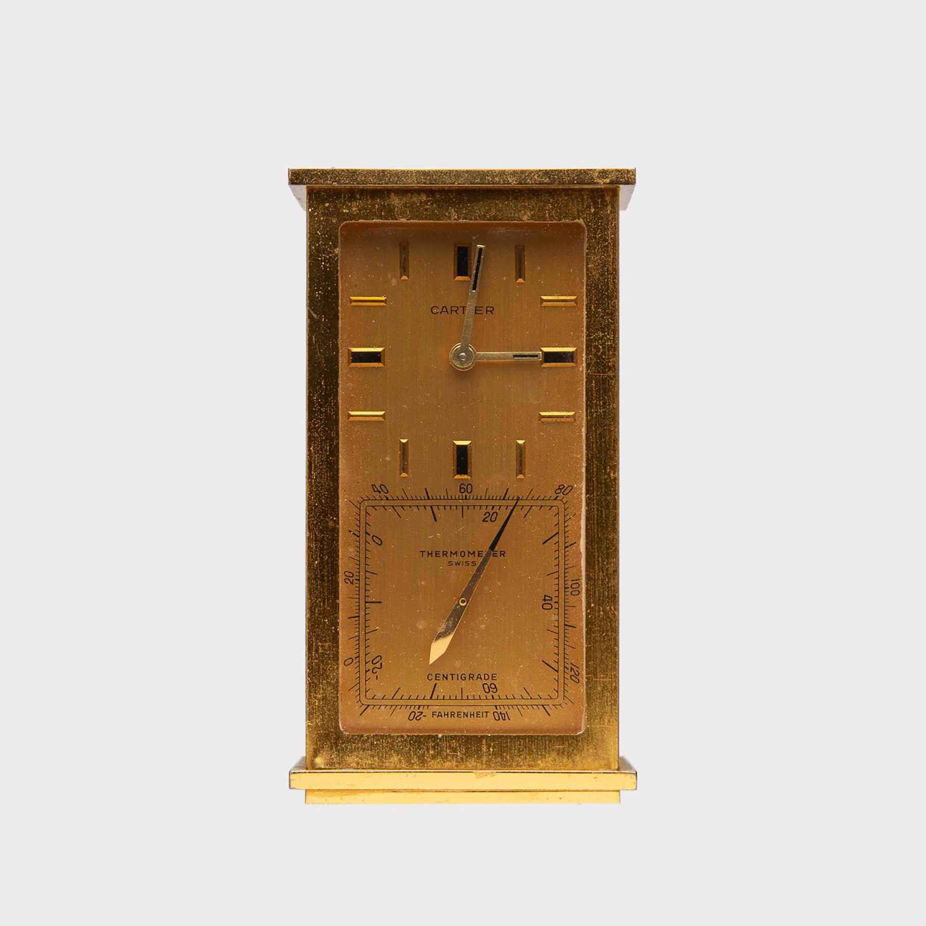 Vintage Cartier Desk Clock Double Face Brass For Sale at 1stDibs