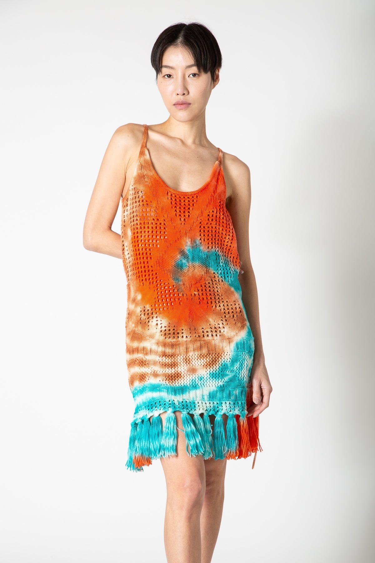 Zara orange fringe outlet dress