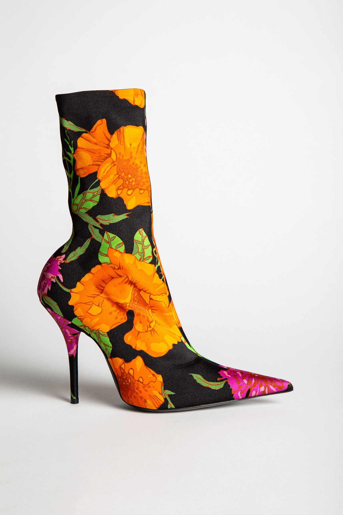 BALENCIAGA SPANDEX FLORAL STILETTO BOOTS