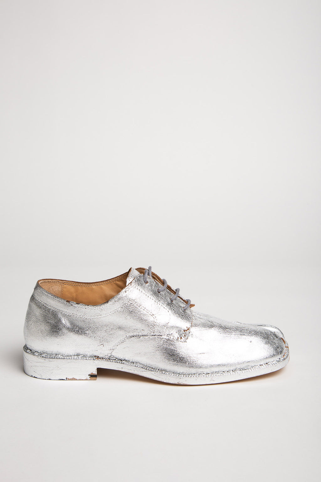 Maison Margiela Metallic Silver Tabi Lace-Up Shoes