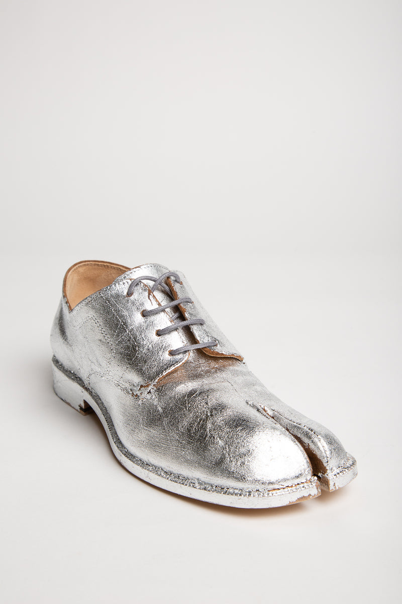 Maison Margiela Metallic Silver Tabi Lace-Up Shoes