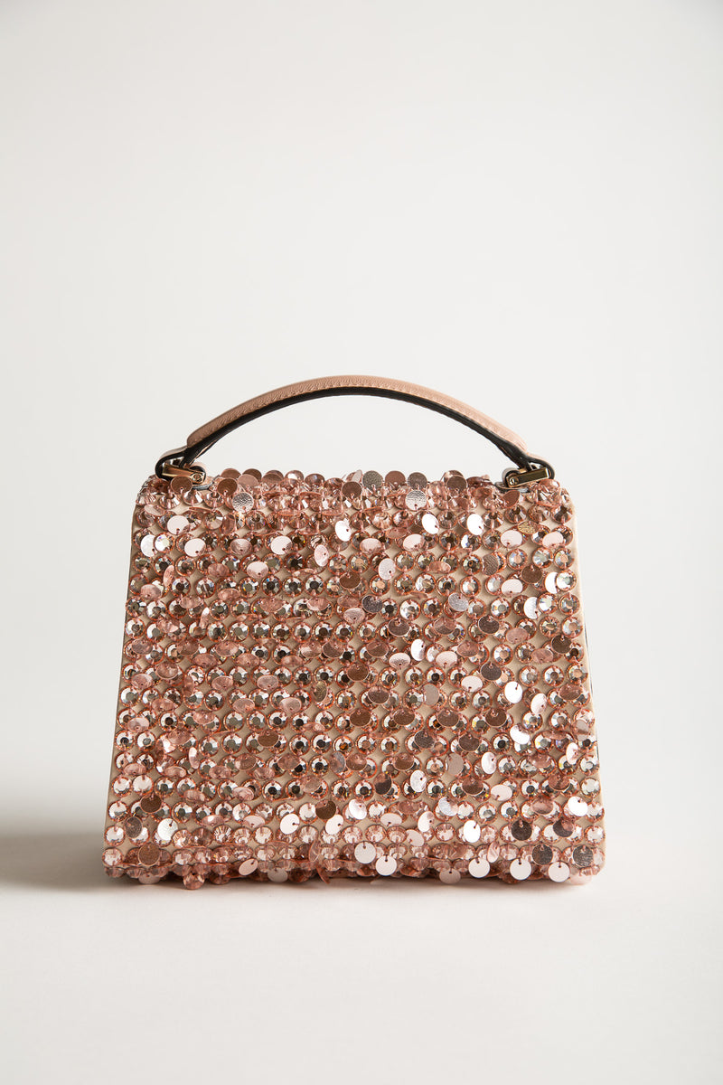 The Pouch mini sequined leather clutch