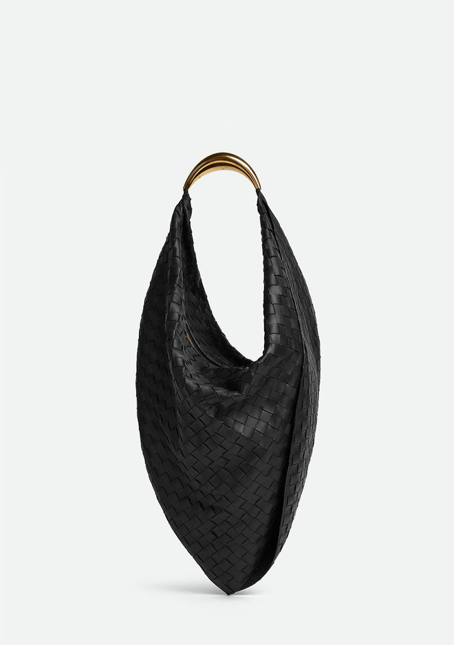 Intrecciato Leather Shoulder Bag in Black - Bottega Veneta