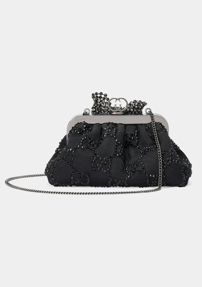 Gucci Crystal-embellished Bow Clutch Bag