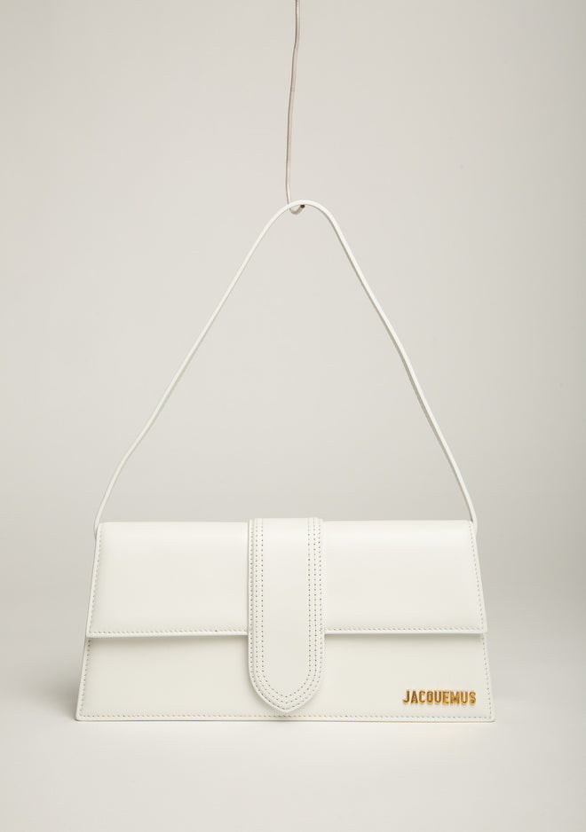 Jacquemus Le Bambino Long Shoulder Bag White in Leather with Gold