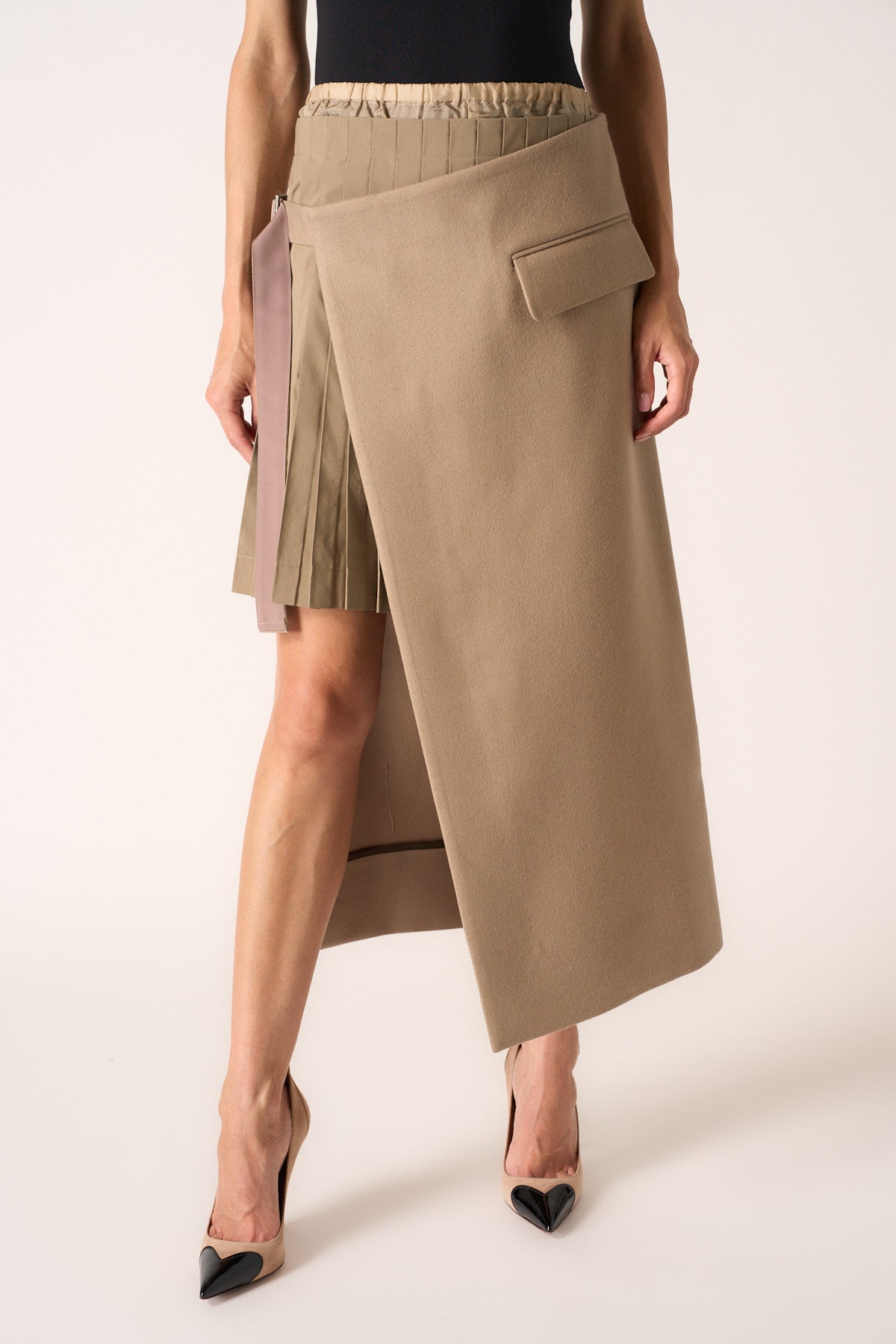 SACAI | WOOL MELTON MIX SKIRT