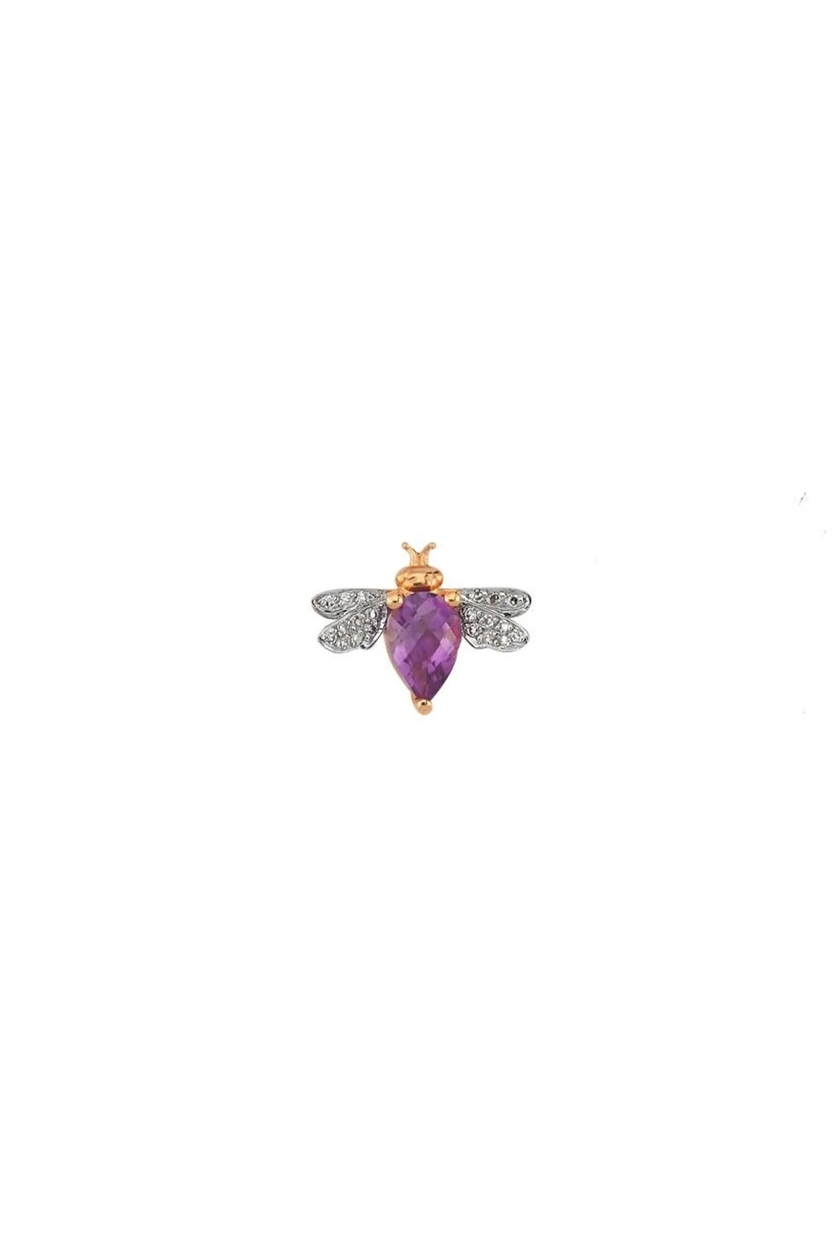 BEE GODDESS | QUEEN BEE SINGLE AMETHYST EARRING