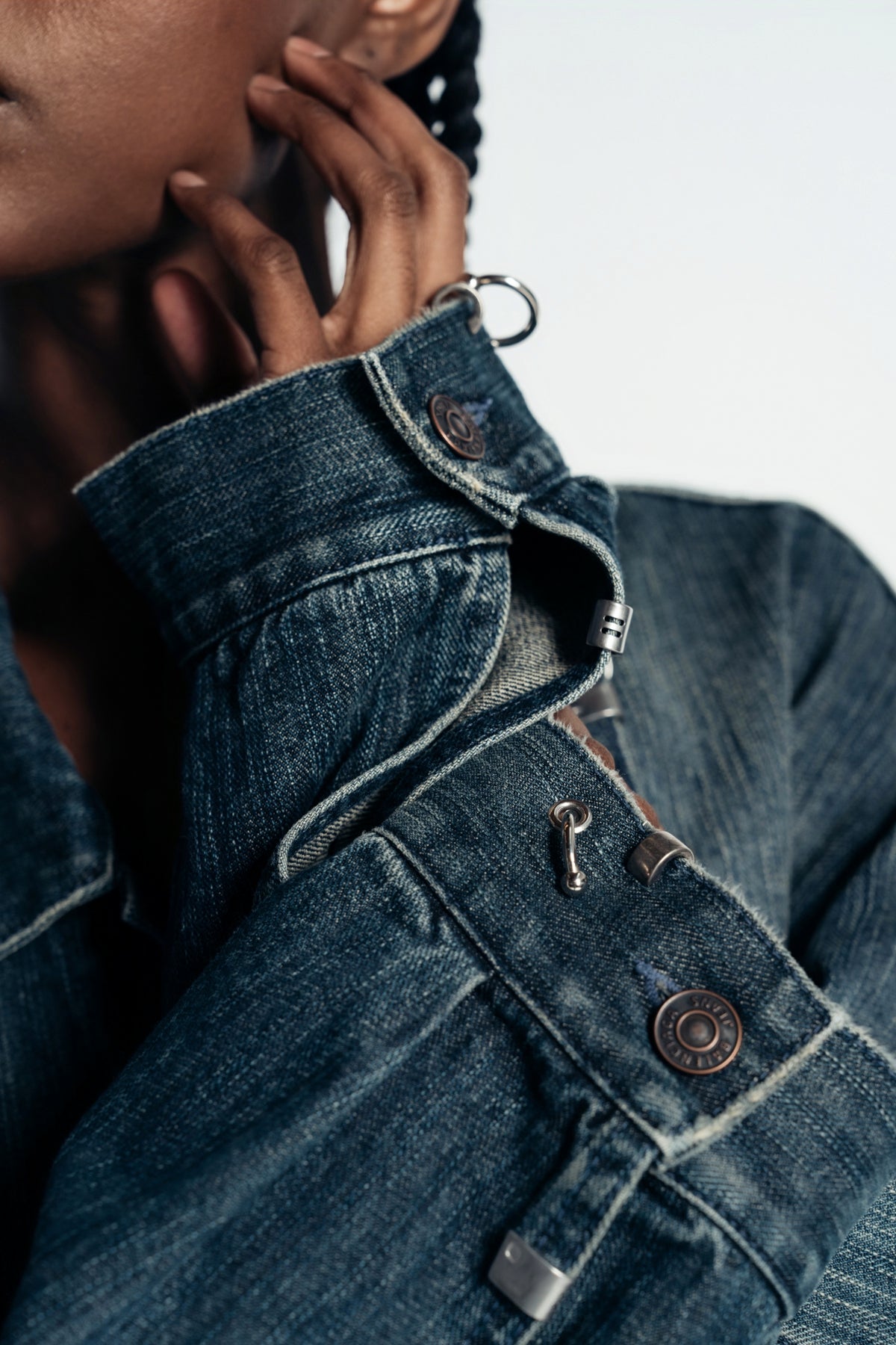 BALENCIAGA | DENIM PIERCED JACKET