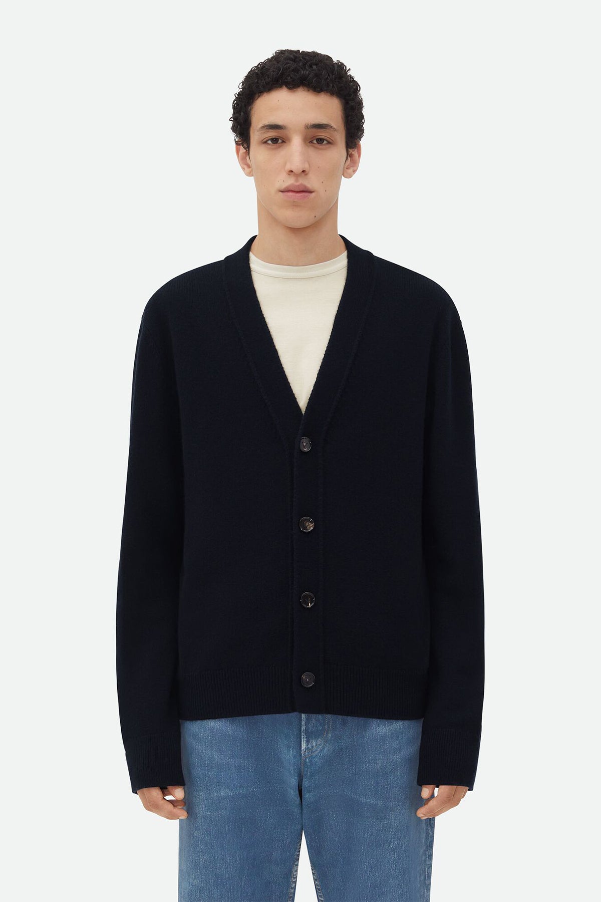 BOTTEGA VENETA | CASHMERE CARDIGAN WITH INTRECCIATO LEATHER PATCHES ...