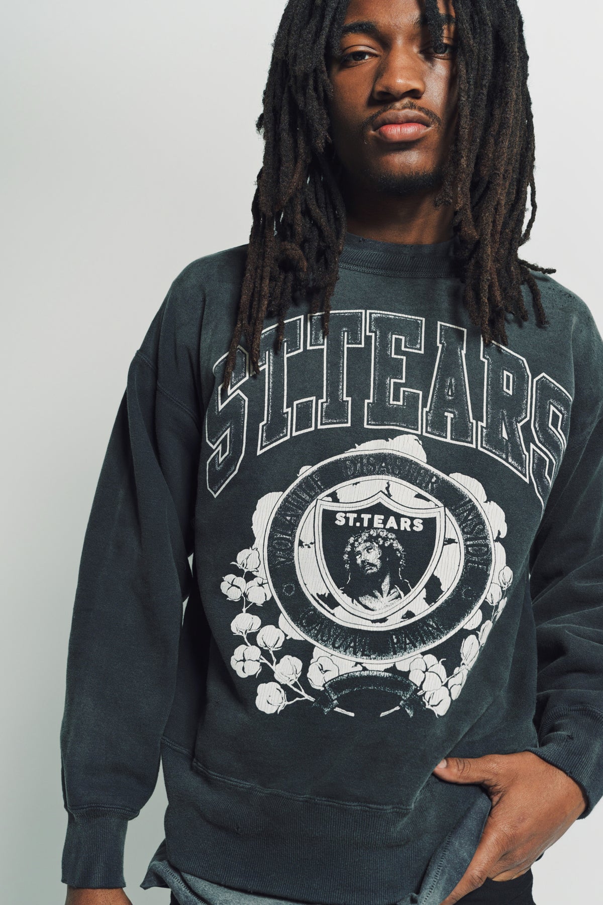 SAINT MICHAEL | ST. TEARS DENIM TEARS CREWNECK