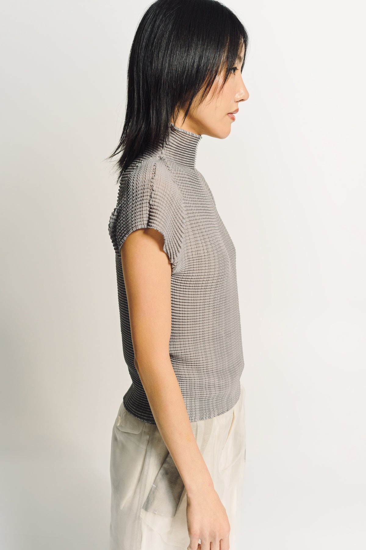 ISSEY MIYAKE | WOOLY PLEATS-46 SHORT SLEEVE TOP