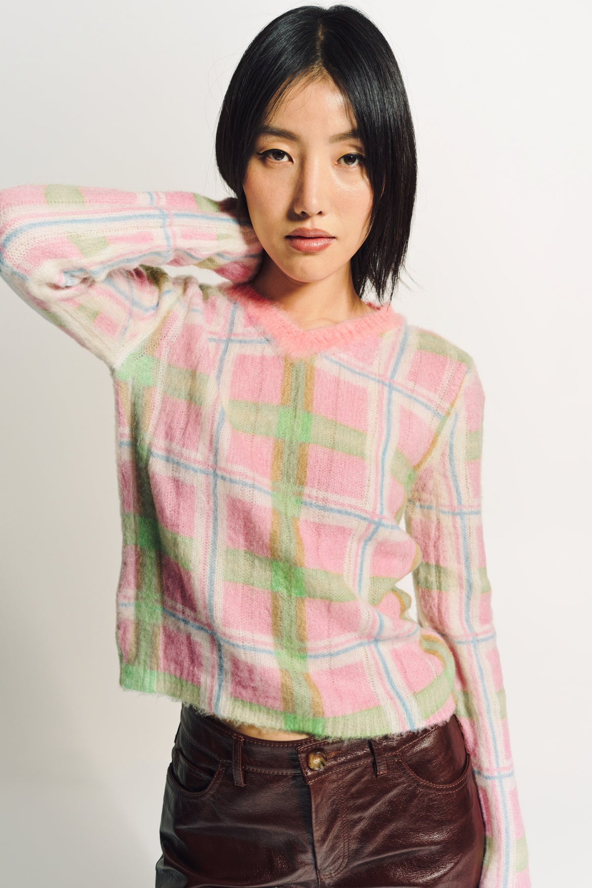 MARNI | CHECKED BRUSHED MOHAIR JUMPER