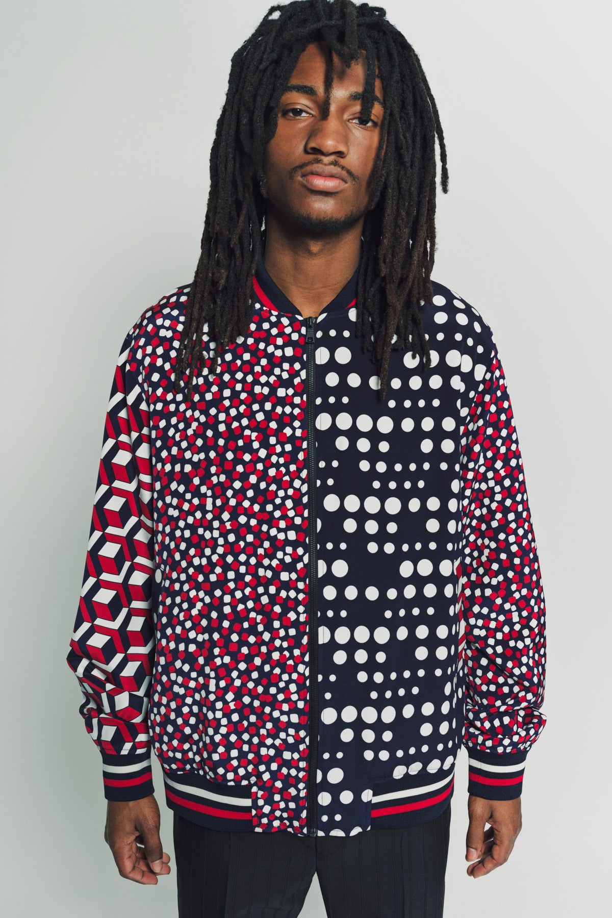 LIBERTINE | ‘RED WHITE AND BLUE MASH UP’ BOMBER JACKET - MAXFIELD LA