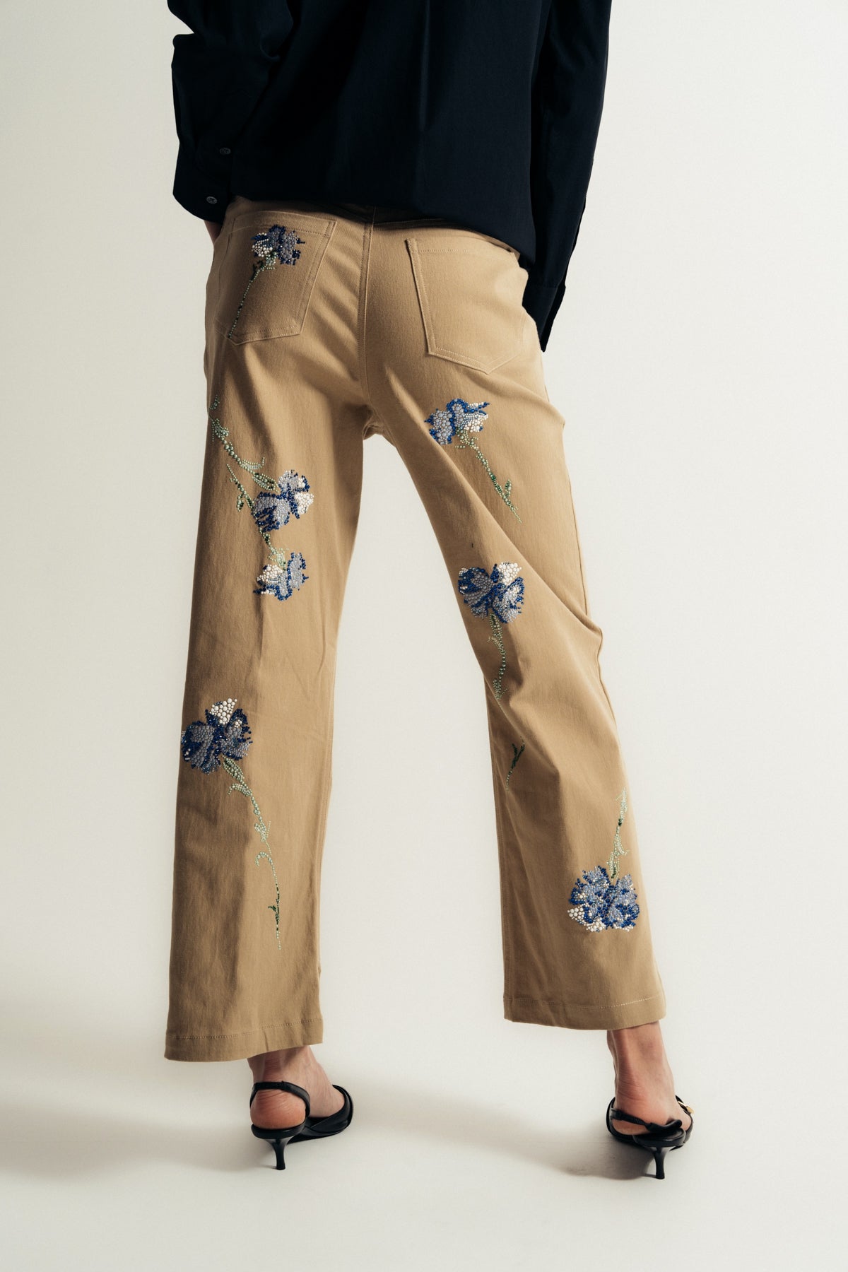 LIBERTINE | ‘CECIL BEATON BLUE CARNATION’ CROPPED WIDE LEG PANTS