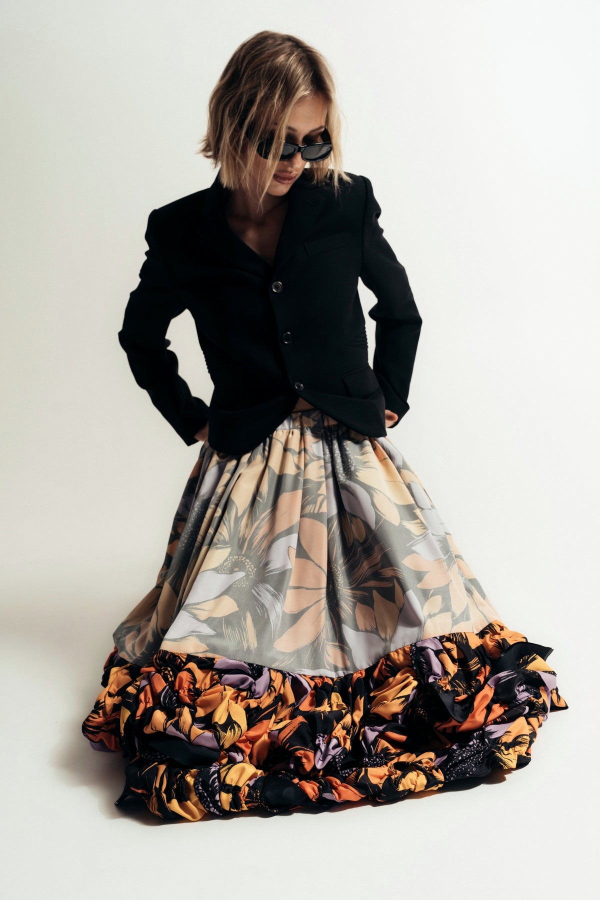 COMME DES GARCONS | FLORAL CREPE SKIRT