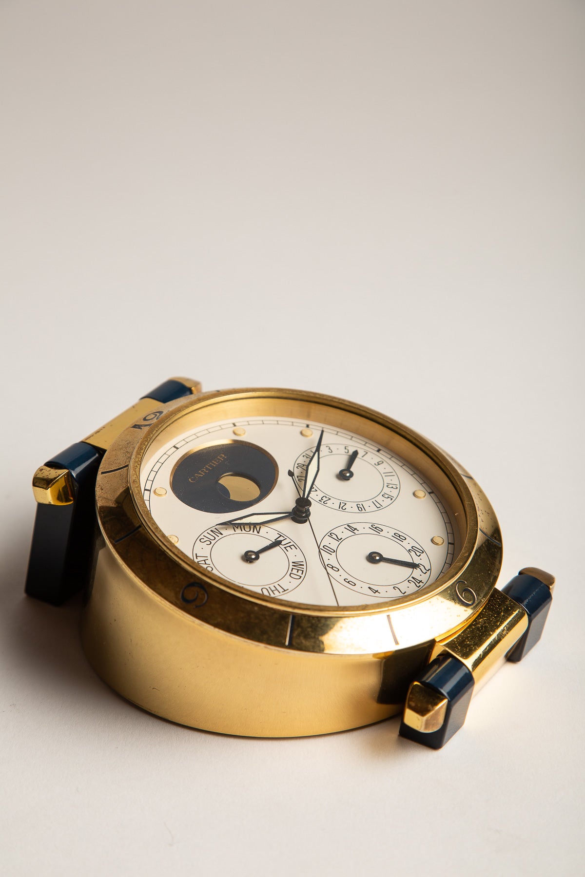 CARTIER 1970 S PERPETUAL CALENDAR MOONPHASE DESK CLOCK