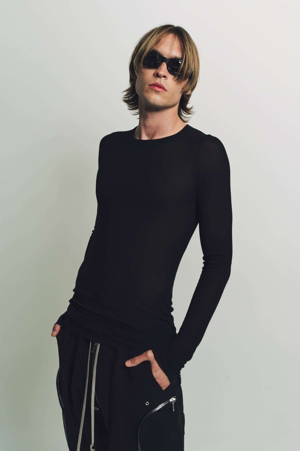 RICK OWENS | RIB LONG SLEEVE TEE