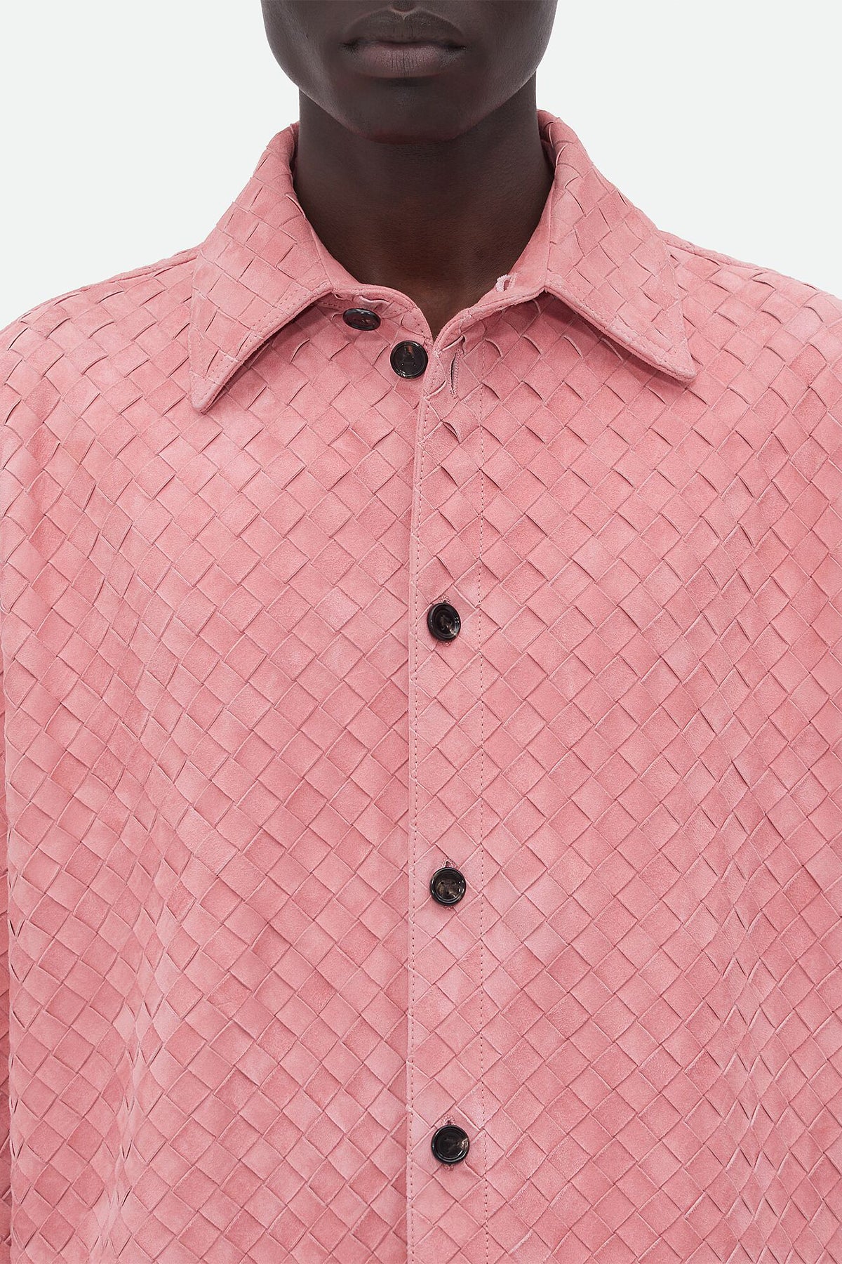 BOTTEGA VENETA | SUEDE INTRECCIATO LEATHER SHIRT - MAXFIELD LA