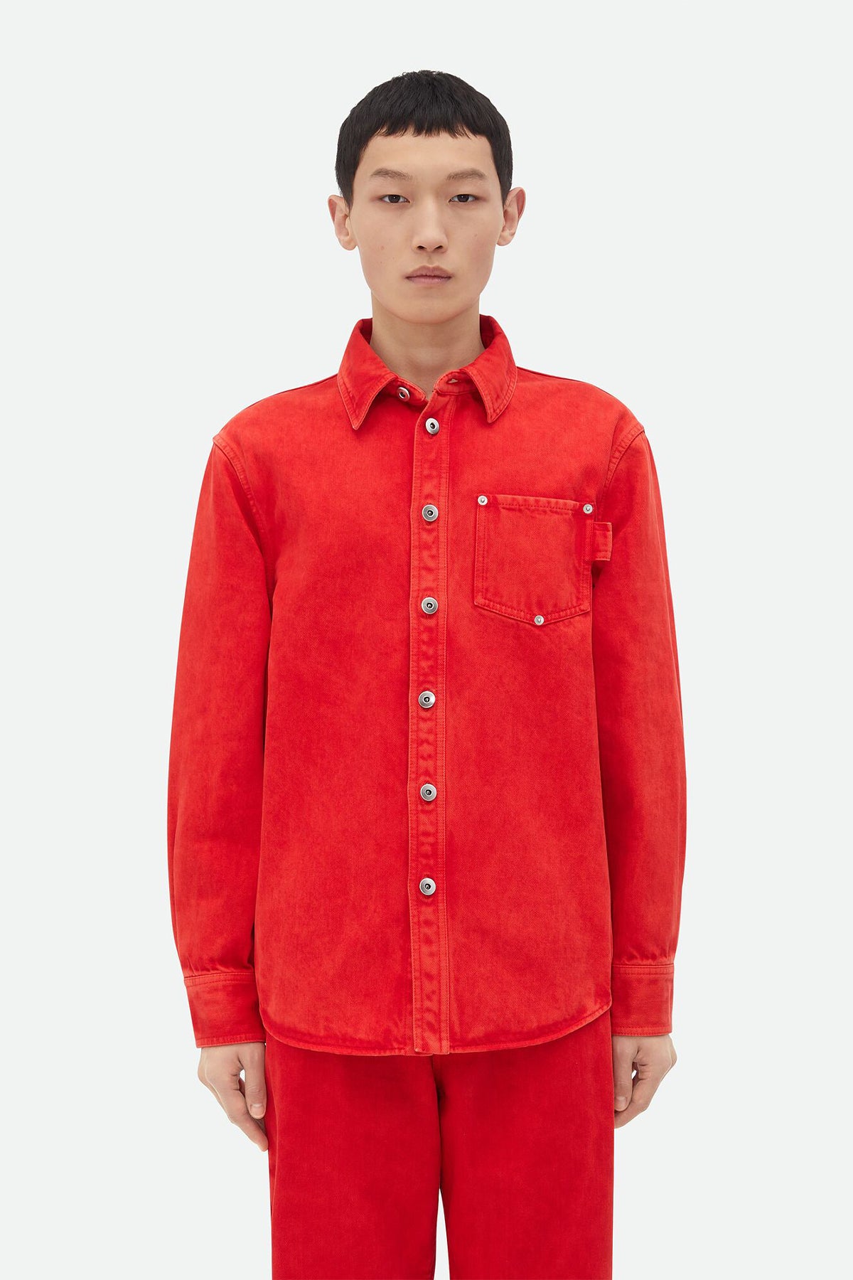 BOTTEGA VENETA | FADED COLOUR WASHED DENIM SHIRT