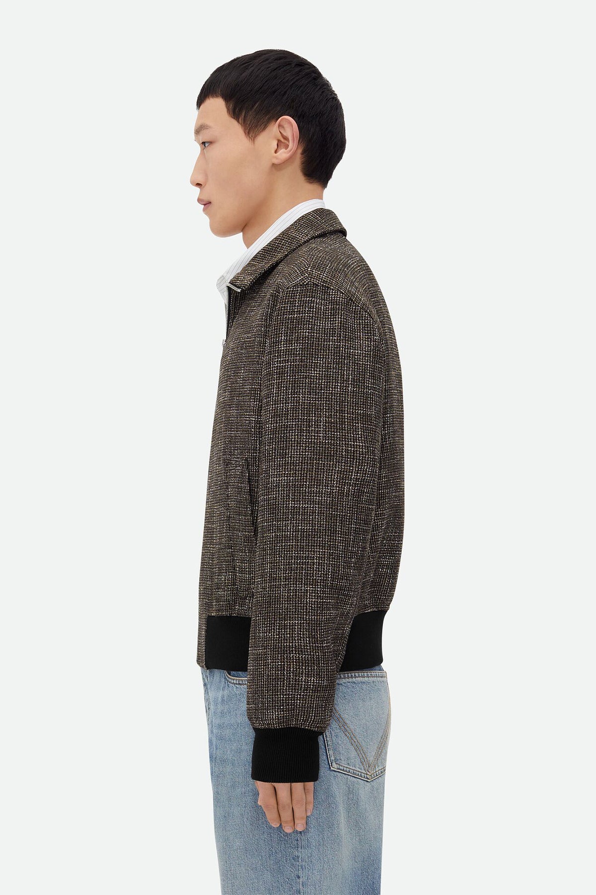 BOTTEGA VENETA | WOOL AND COTTON PIED DE POULE BLOUSON - MAXFIELD LA