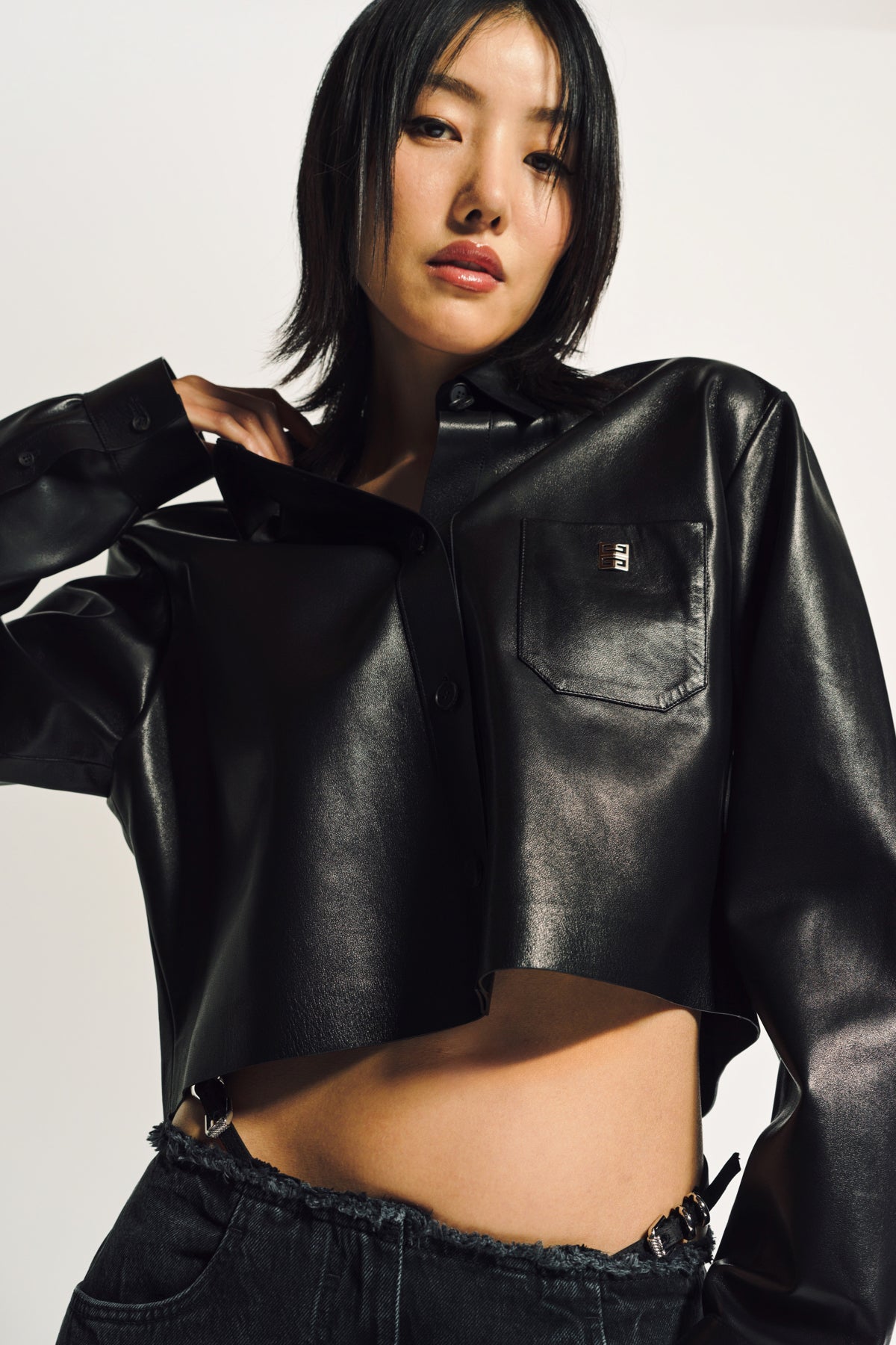 GIVENCHY | CROPPED LEATHER SHIRT