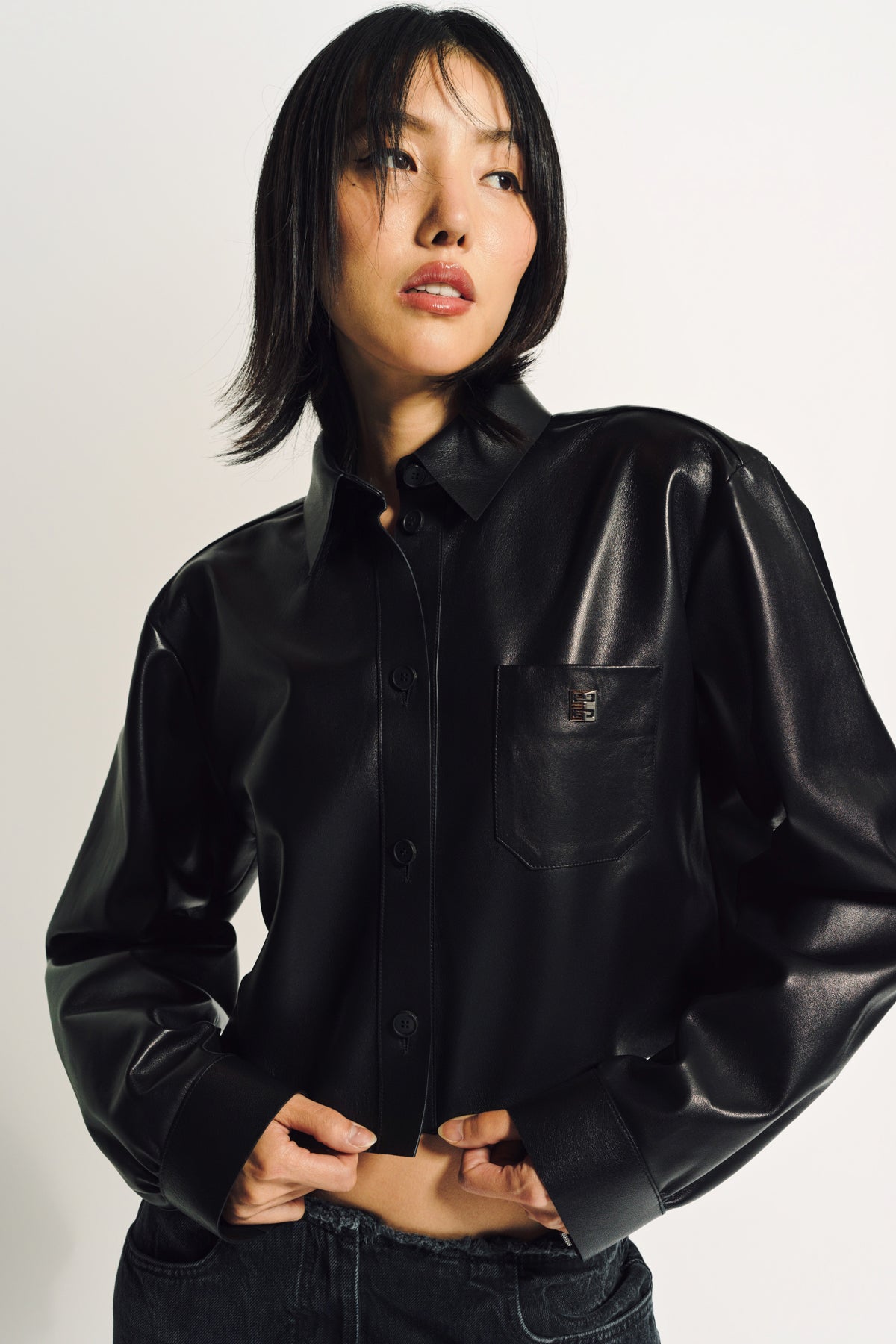 GIVENCHY | CROPPED LEATHER SHIRT