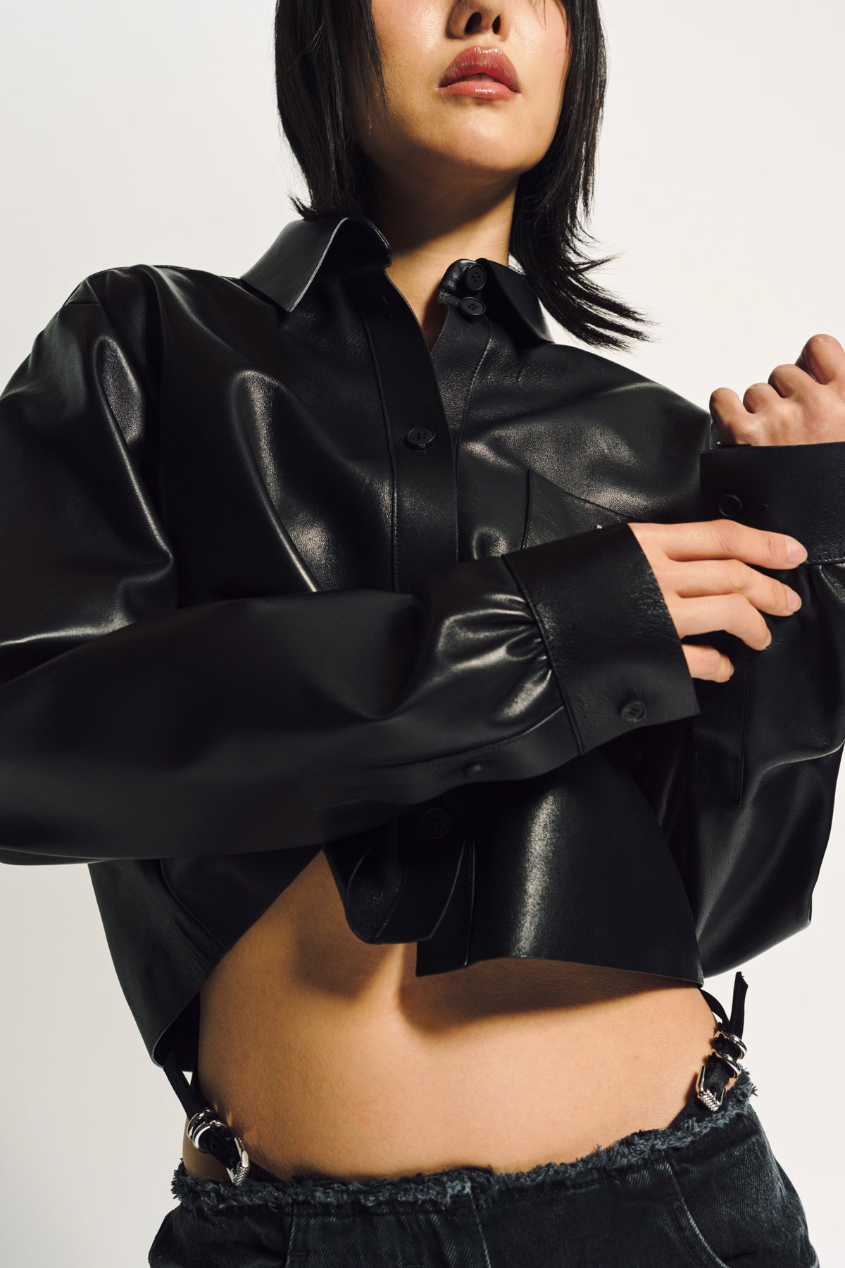 GIVENCHY | CROPPED LEATHER SHIRT