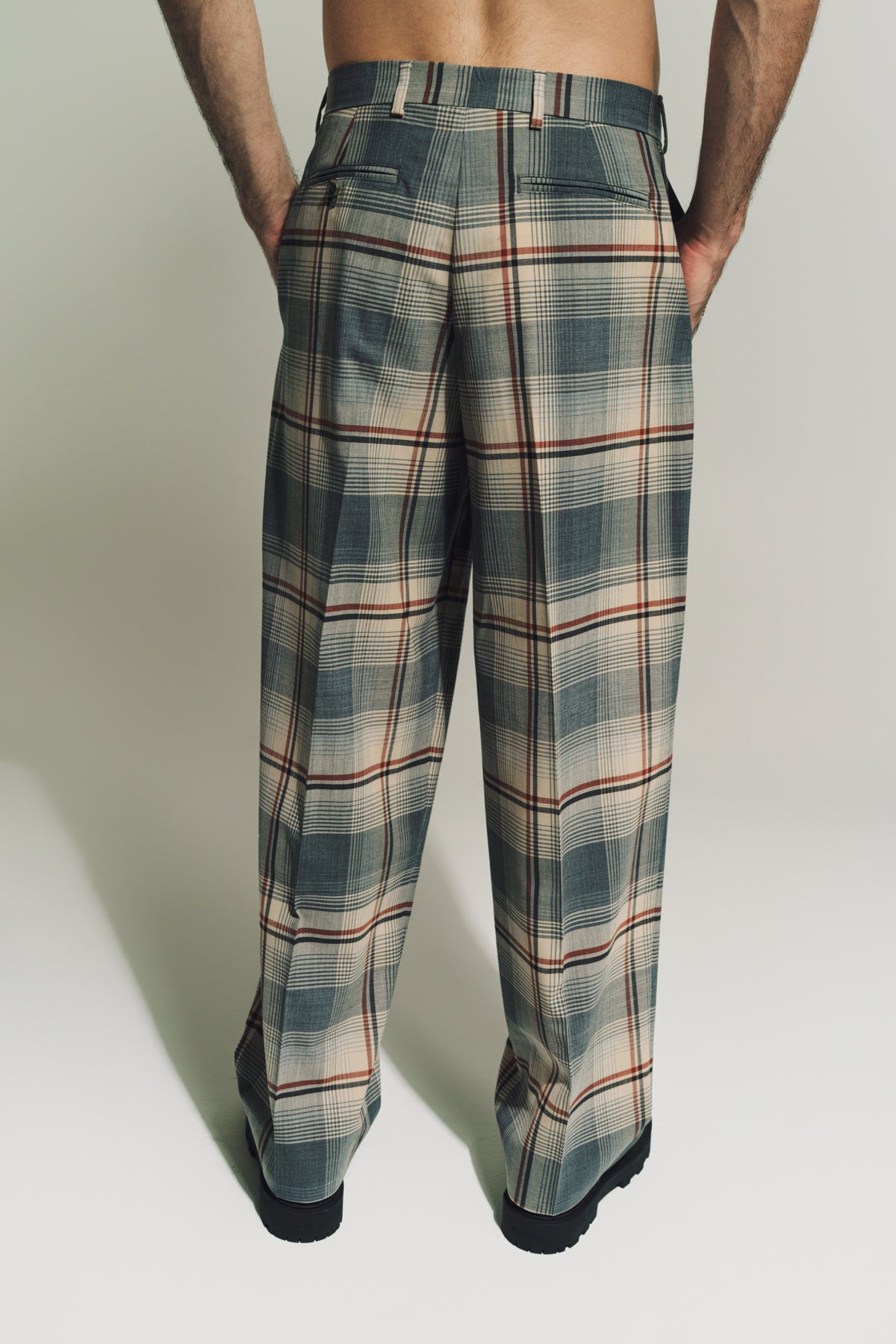 MARNI | WOOL PLEATED PLAID TROUSERS