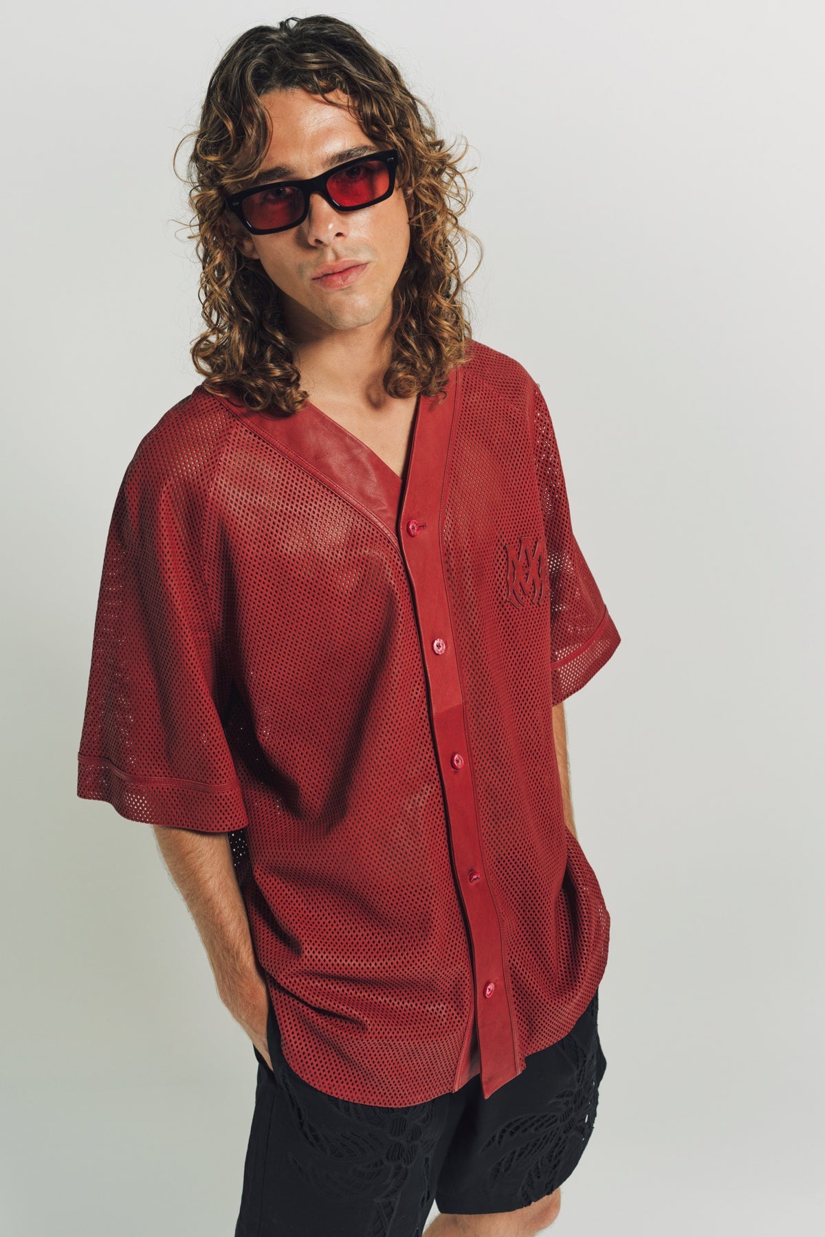 AMIRI | MA PERFORATED BASEBALL SHIRT