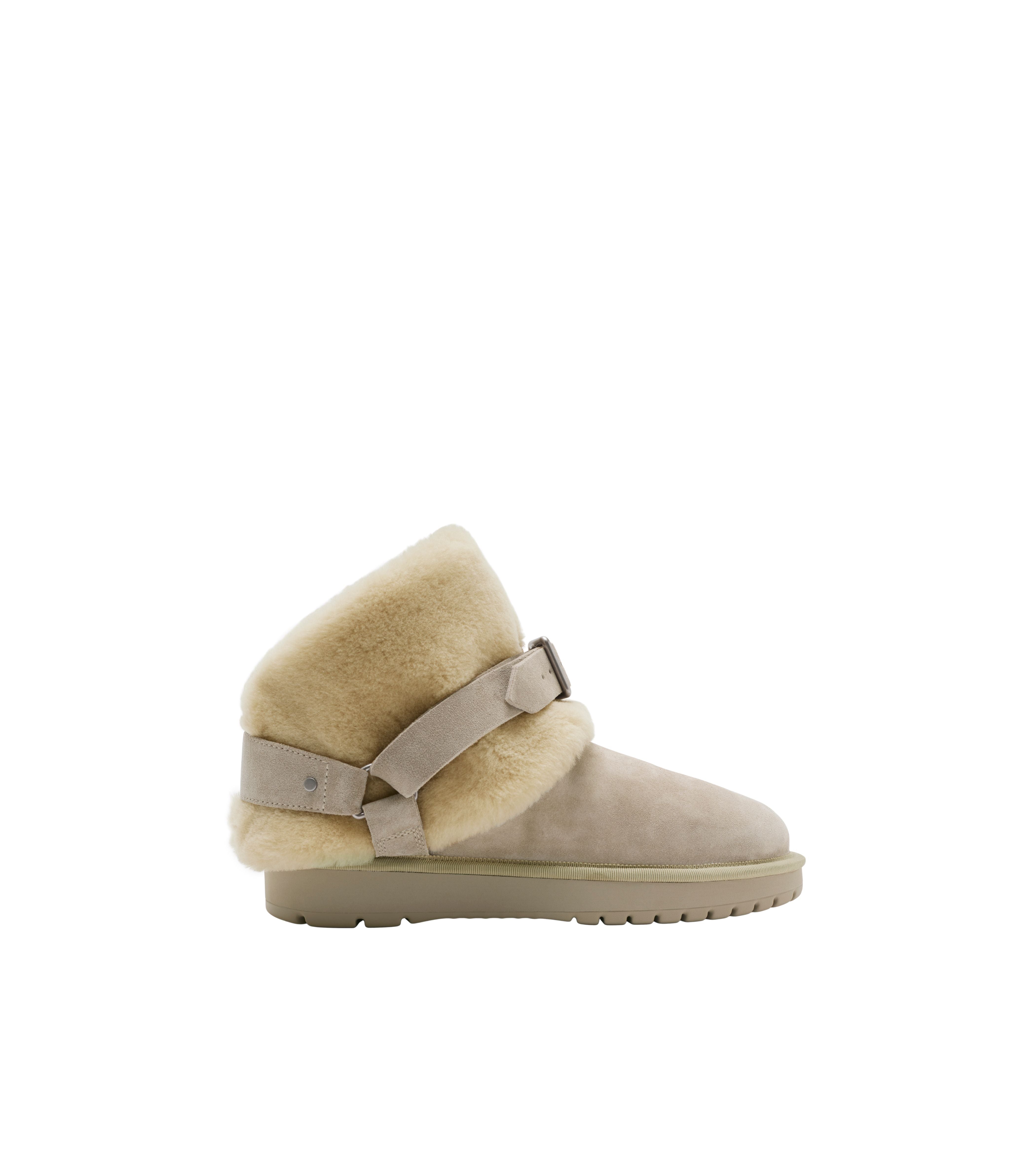 BURBERRY | SUEDE AND SHEARLING CHUBBY BOOTS