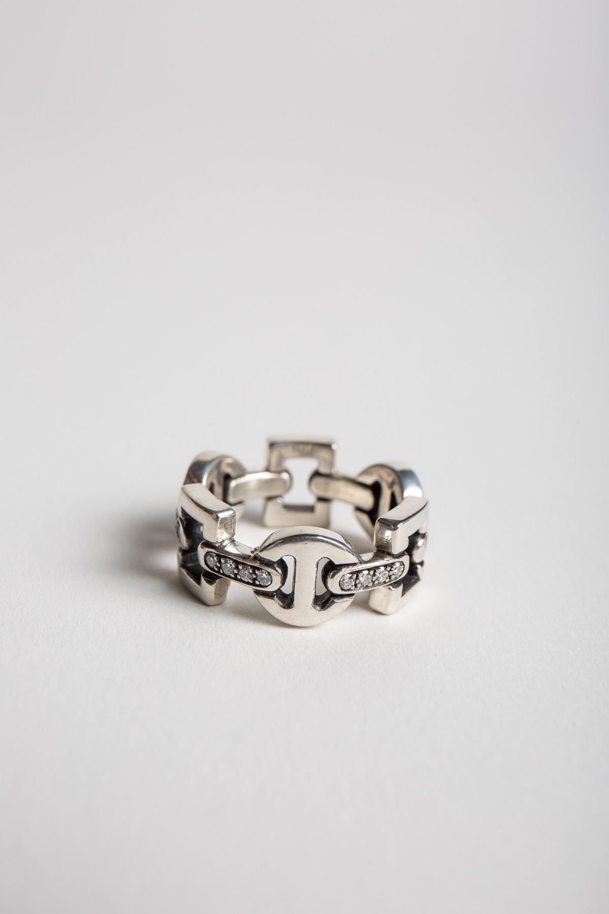 NAHMIAS | STERLING SILVER DIAMOND CLASSIC TRI-LINK RING - MAXFIELD LA