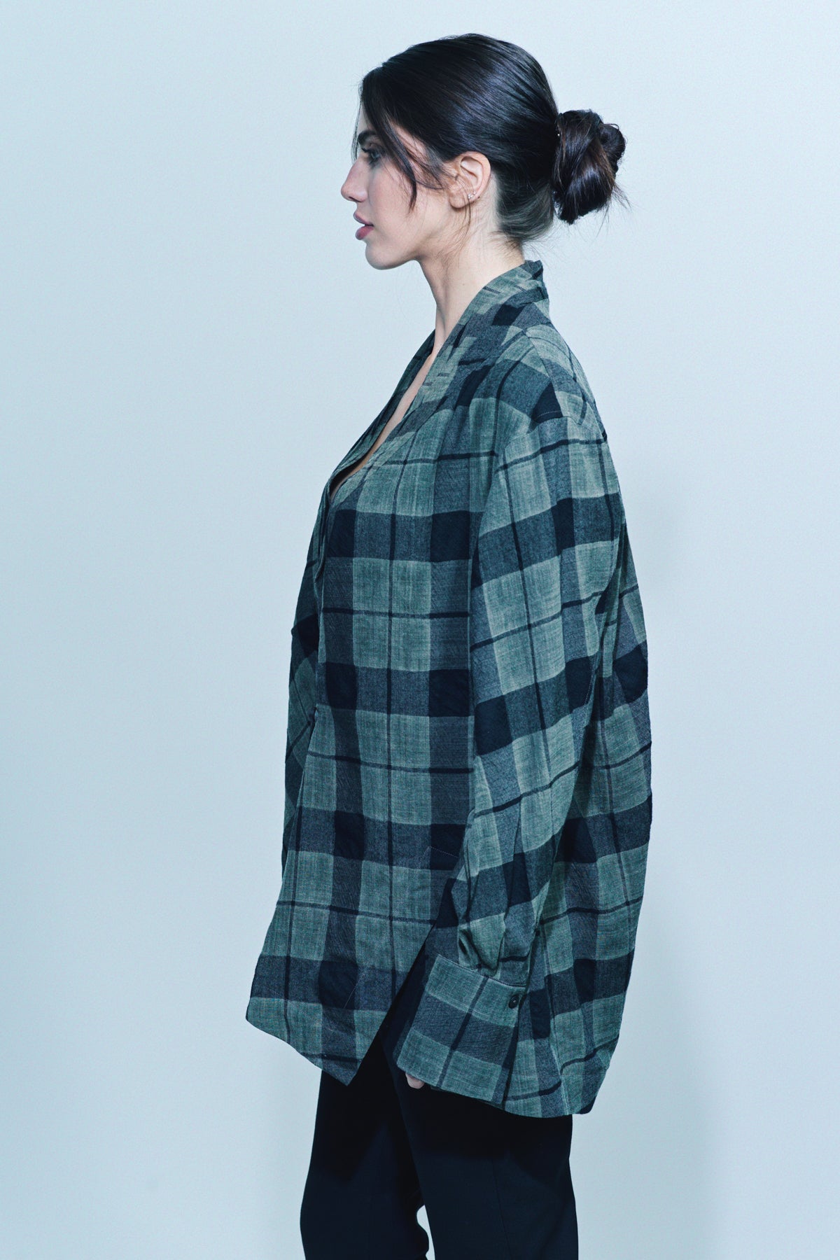 ZIGGY CHEN | PLAID SHORT ROBE SHIRT - MAXFIELD LA