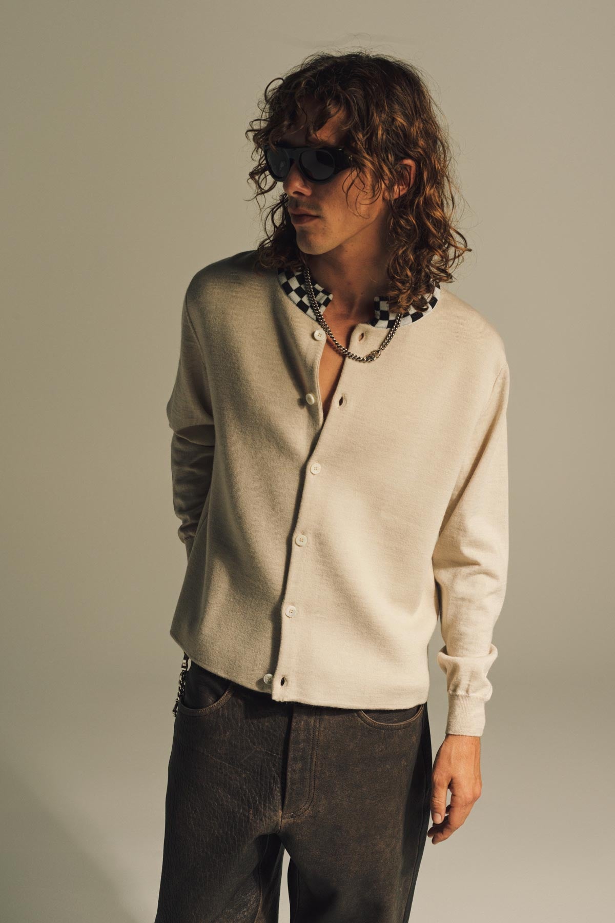 SECOND/LAYER | CHECK COLLAR SWEATER - MAXFIELD LA