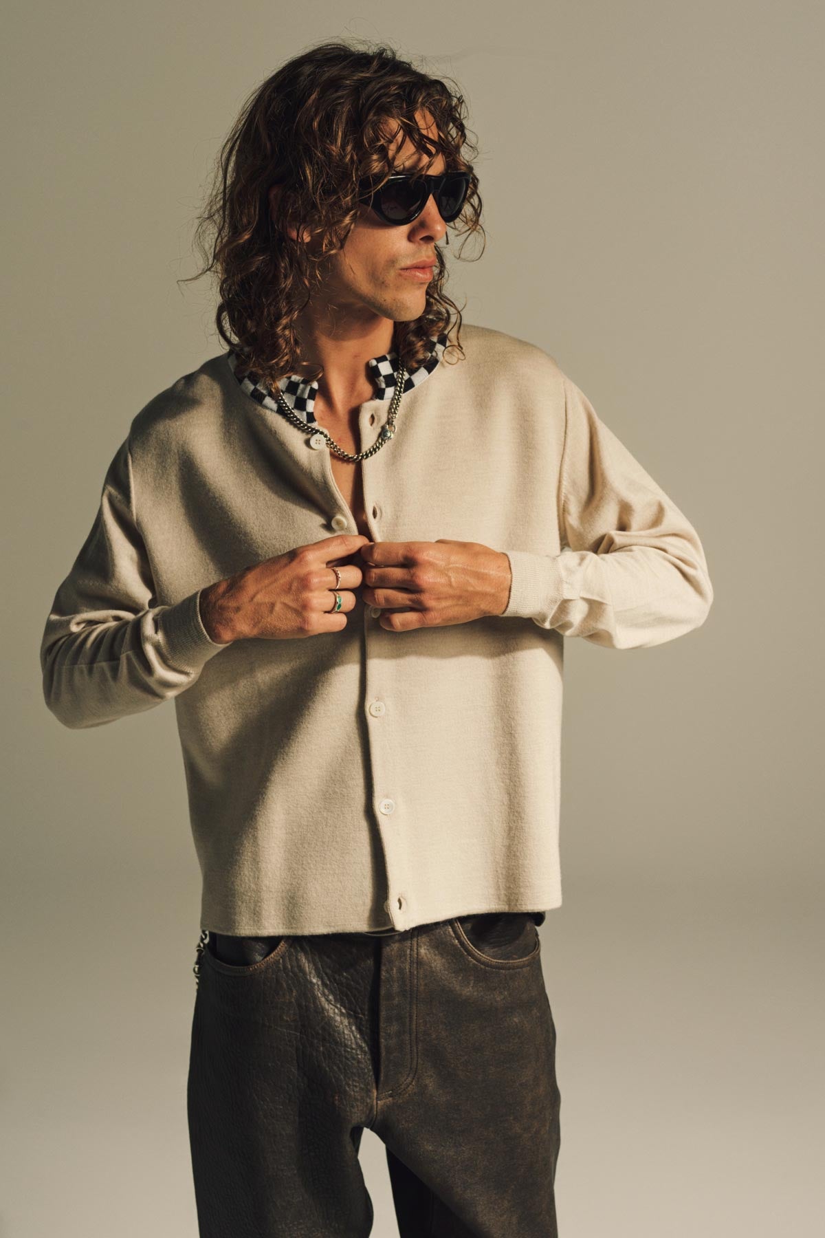 SECOND/LAYER | CHECK COLLAR SWEATER - MAXFIELD LA