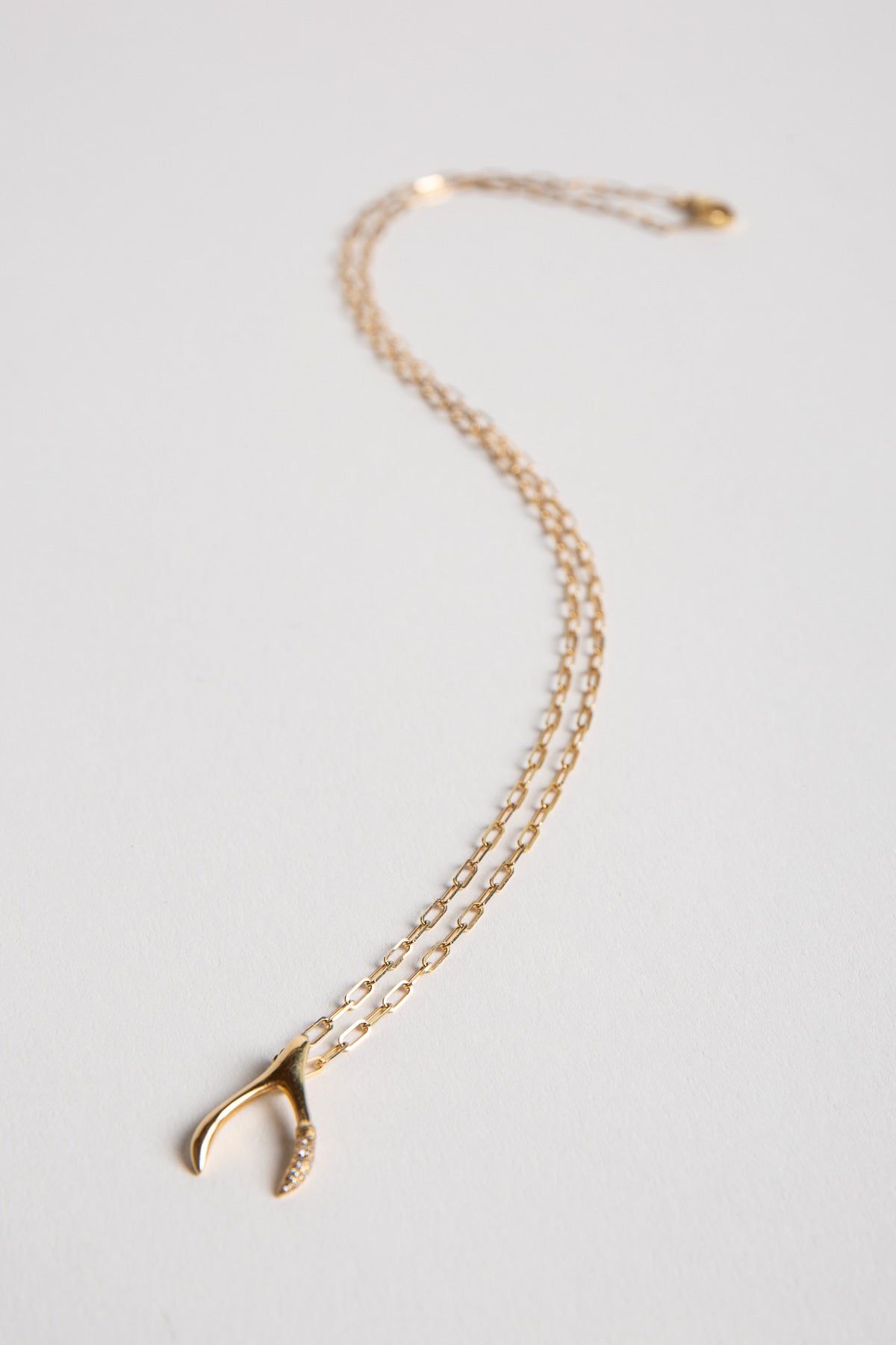 MYSTERYJOY | WISHBONE PM SEMI-PAVED NECKLACE