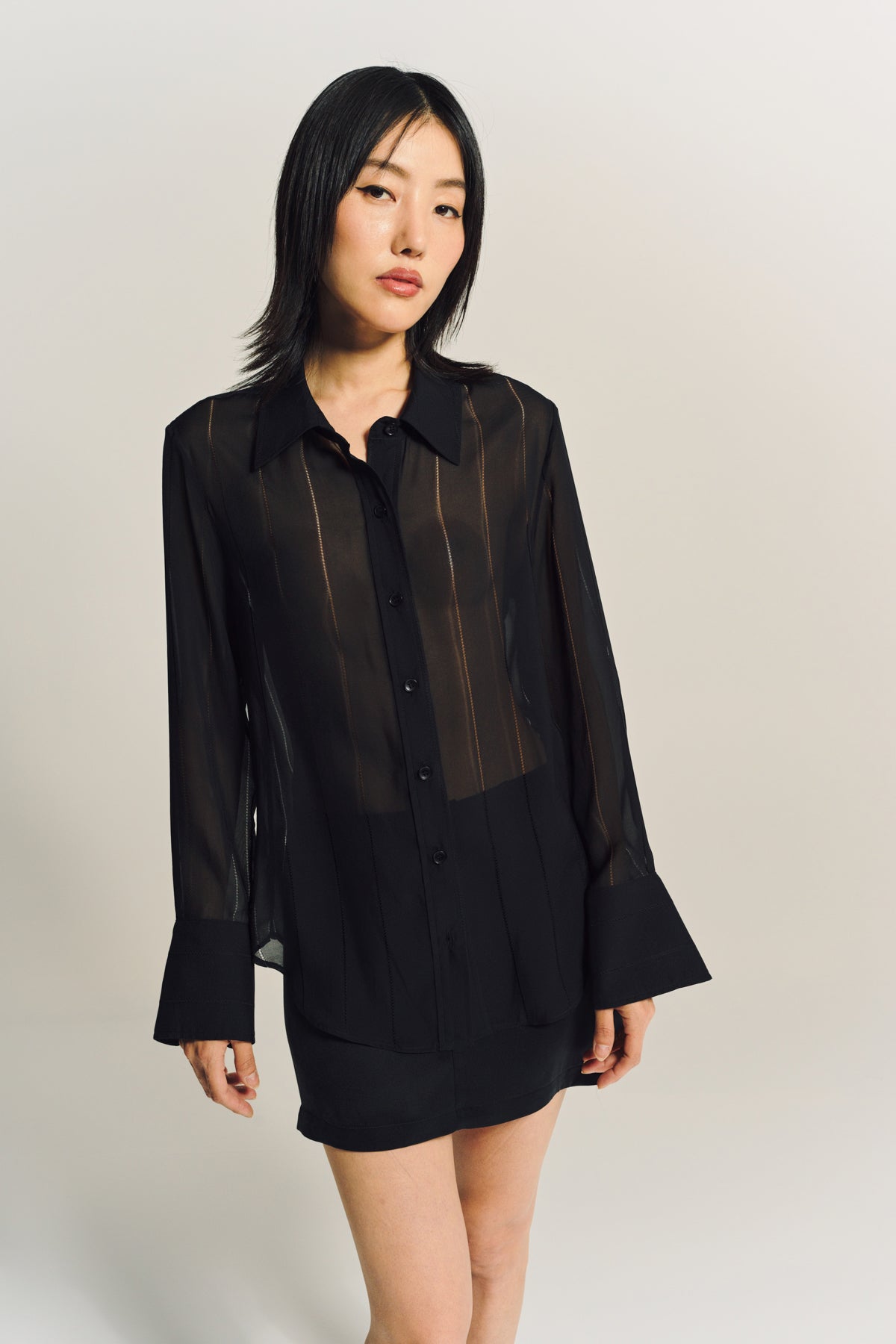 SABLYN | VINCENT SLIM FIT SHEER SILK BUTTON DOWN SHIRT