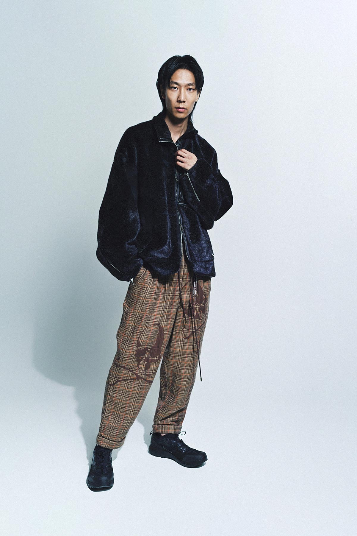 MASTERMIND | WIDE FIT PLAID FLANNEL TROUSERS