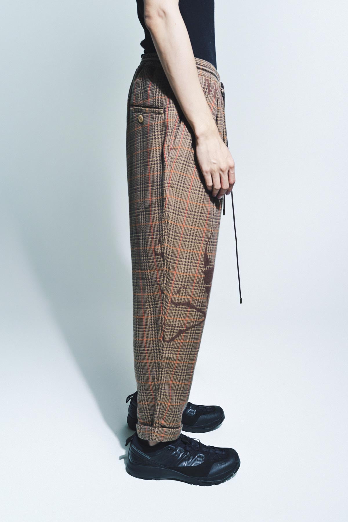 MASTERMIND | WIDE FIT PLAID FLANNEL TROUSERS