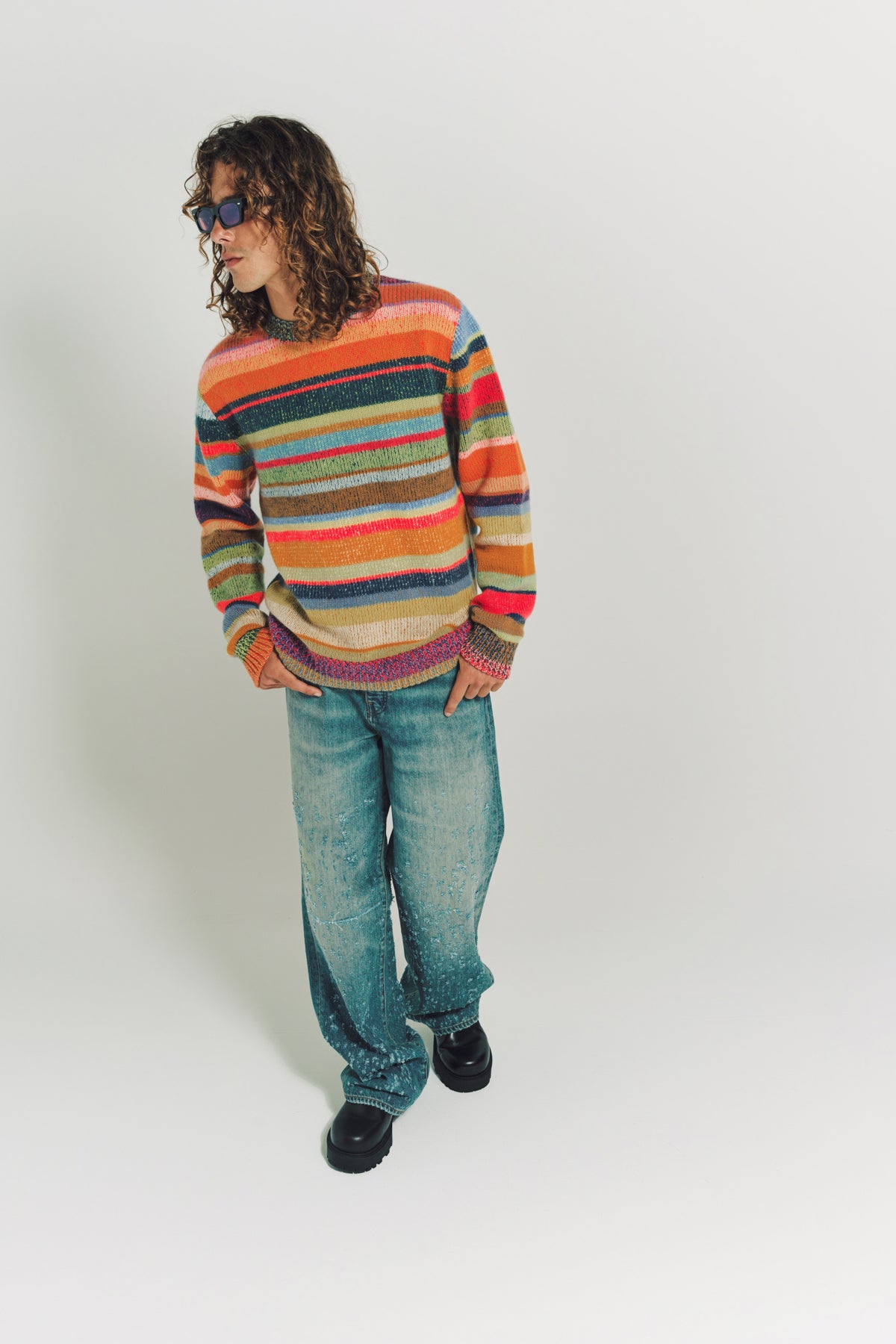 THE ELDER STATESMAN | STRIPE SUPER SOFT CREW - MAXFIELD LA