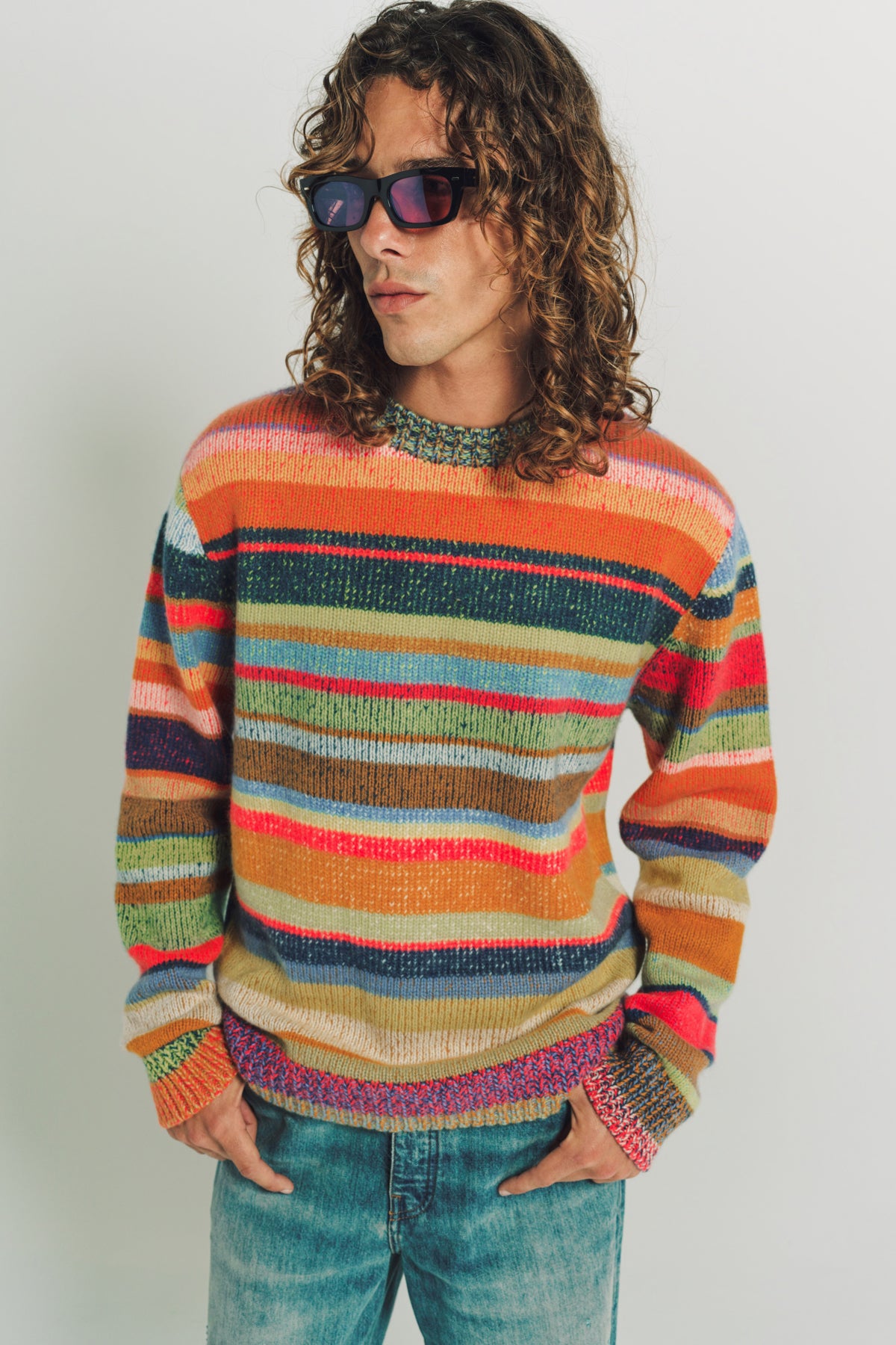 THE ELDER STATESMAN | STRIPE SUPER SOFT CREW - MAXFIELD LA