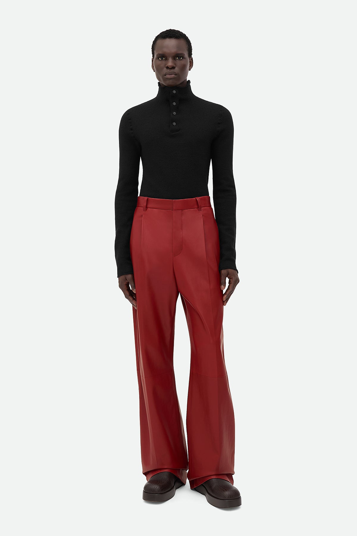 BOTTEGA VENETA | LEATHER WIDE LEG TROUSERS