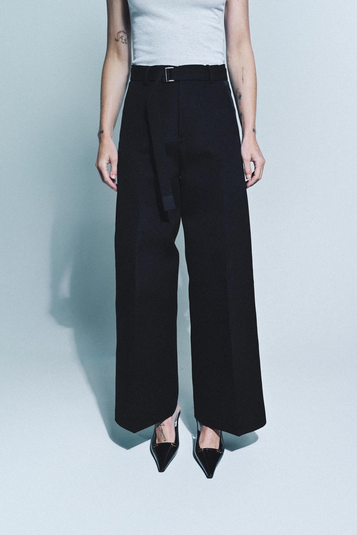 SACAI | DOUBLE FACE SILK PANTS