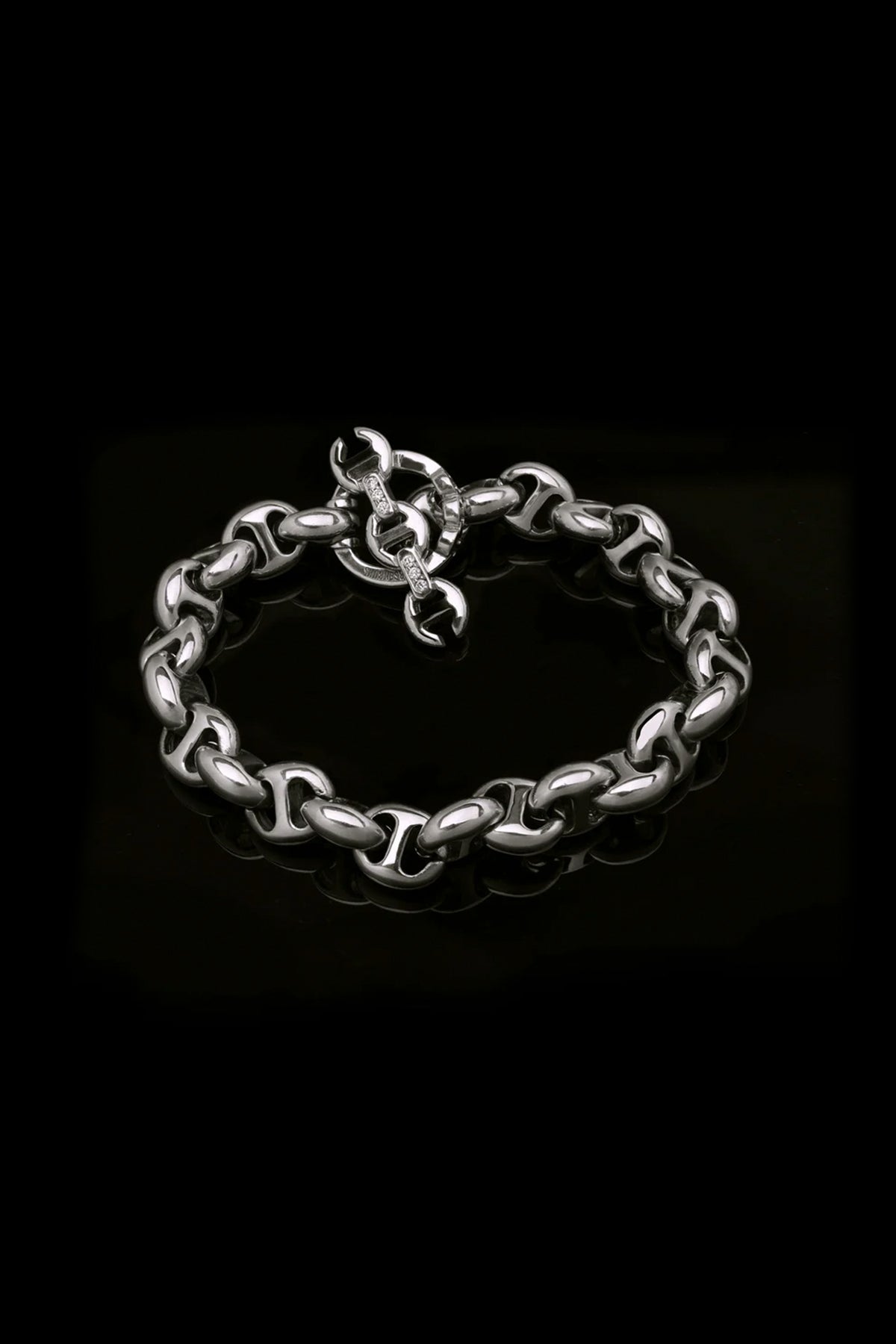 HOORSENBUHS | 10MM STERLING SILVER OPEN LINK DIAMOND BRACELET