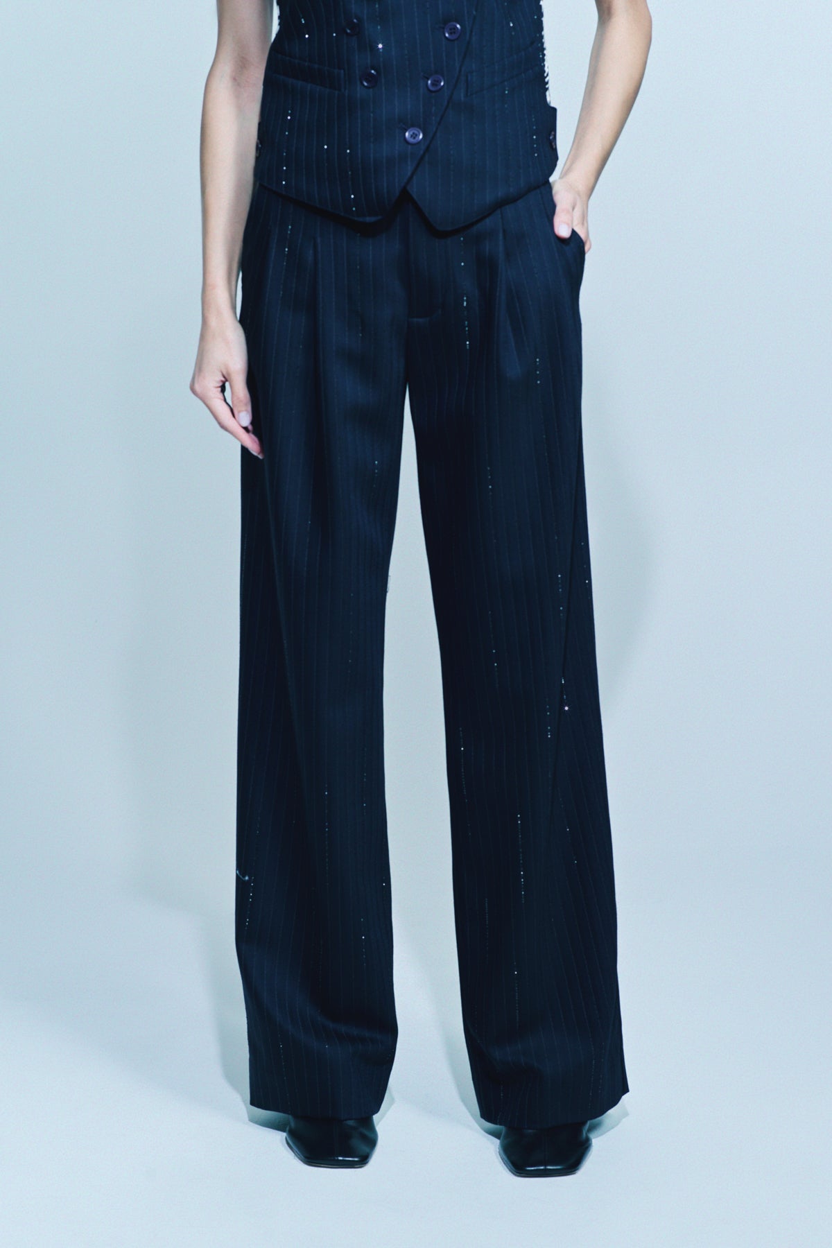 LIBERTINE | ‘CRYSTAL PINSTRIPE’ BAGGY TROUSERS - MAXFIELD LA