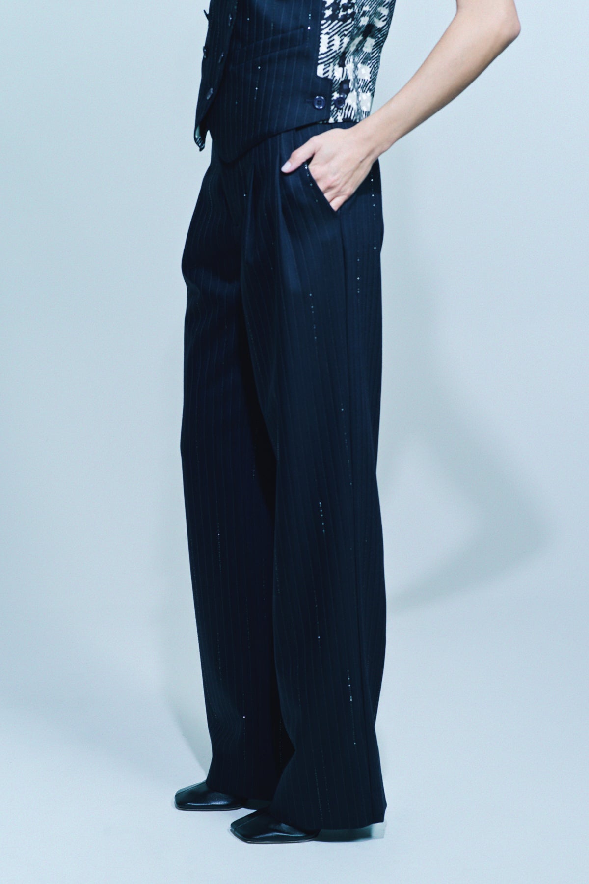 LIBERTINE | ‘CRYSTAL PINSTRIPE’ BAGGY TROUSERS - MAXFIELD LA