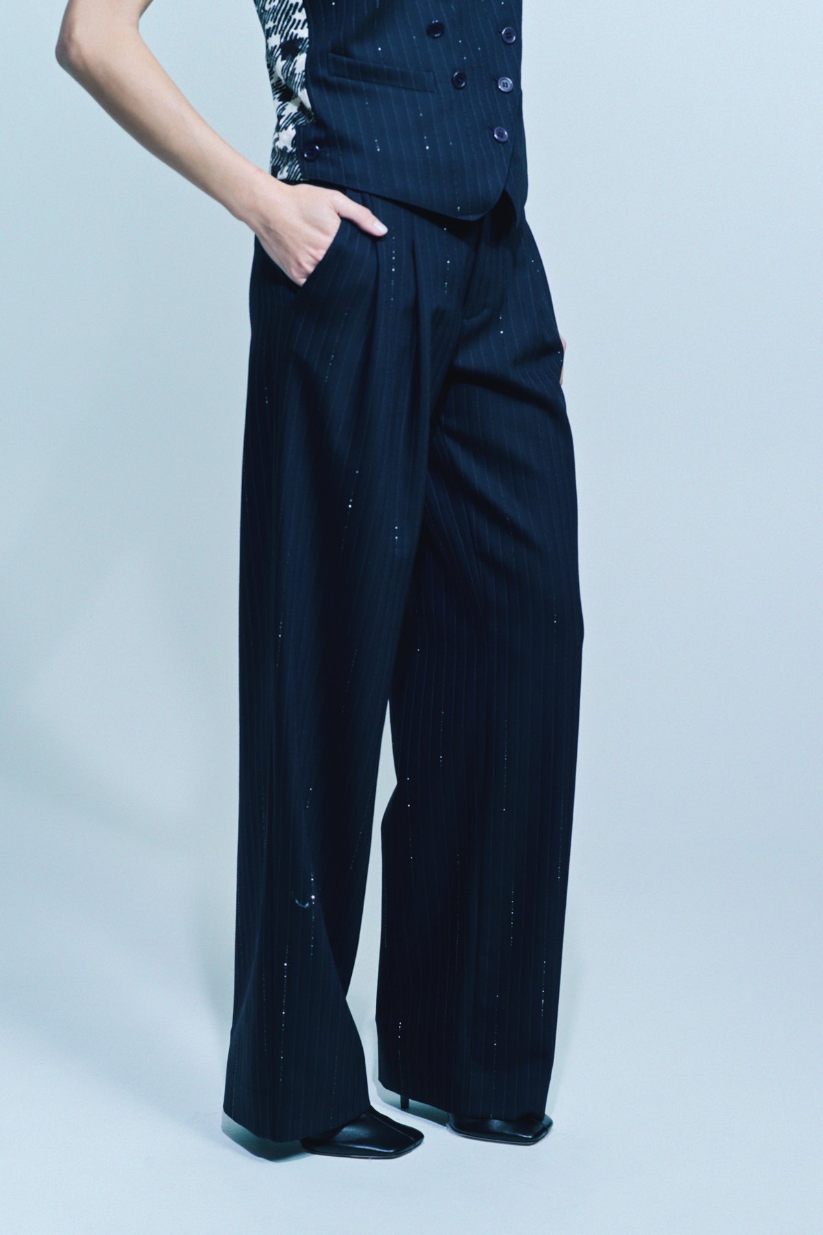 LIBERTINE | ‘CRYSTAL PINSTRIPE’ BAGGY TROUSERS - MAXFIELD LA